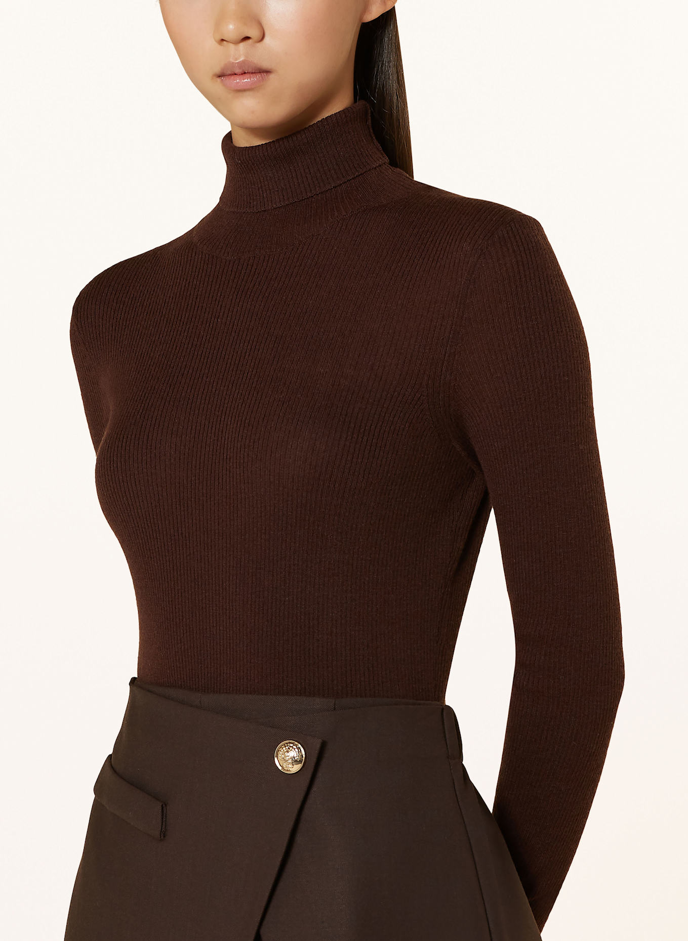 maje Rollkragenpullover: DUNKELBRAUN