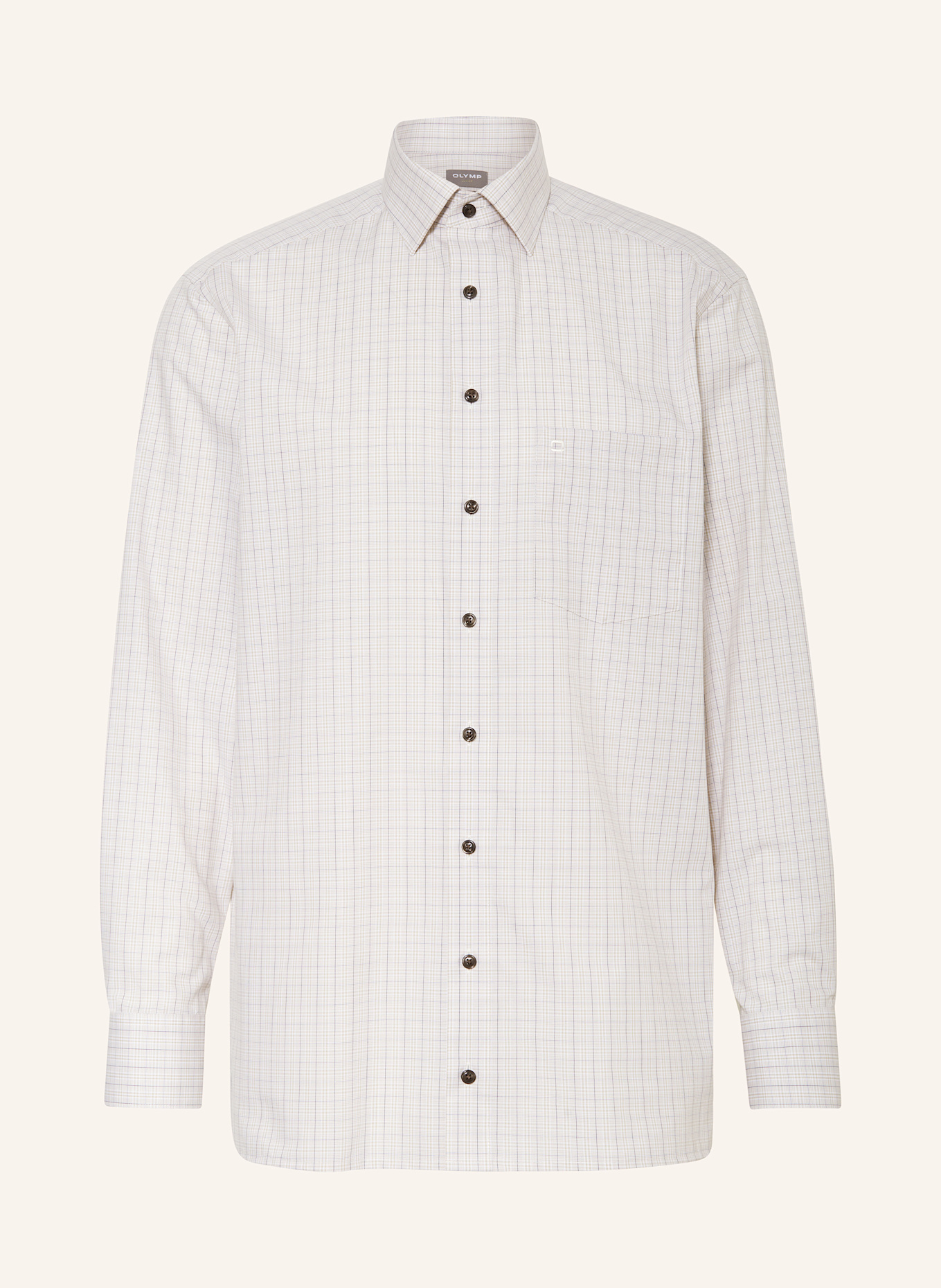 OLYMP Hemd Luxor comfort fit: BEIGE / WEISS / DUNKELBLAU