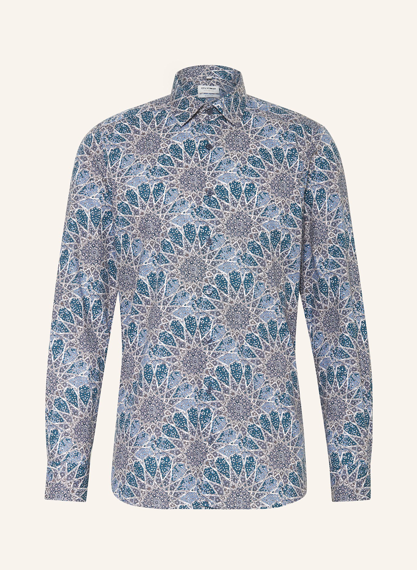 OLYMP Hemd LEVEL FIVE Body Fit: PETROL/ ECRU/ BRAUN