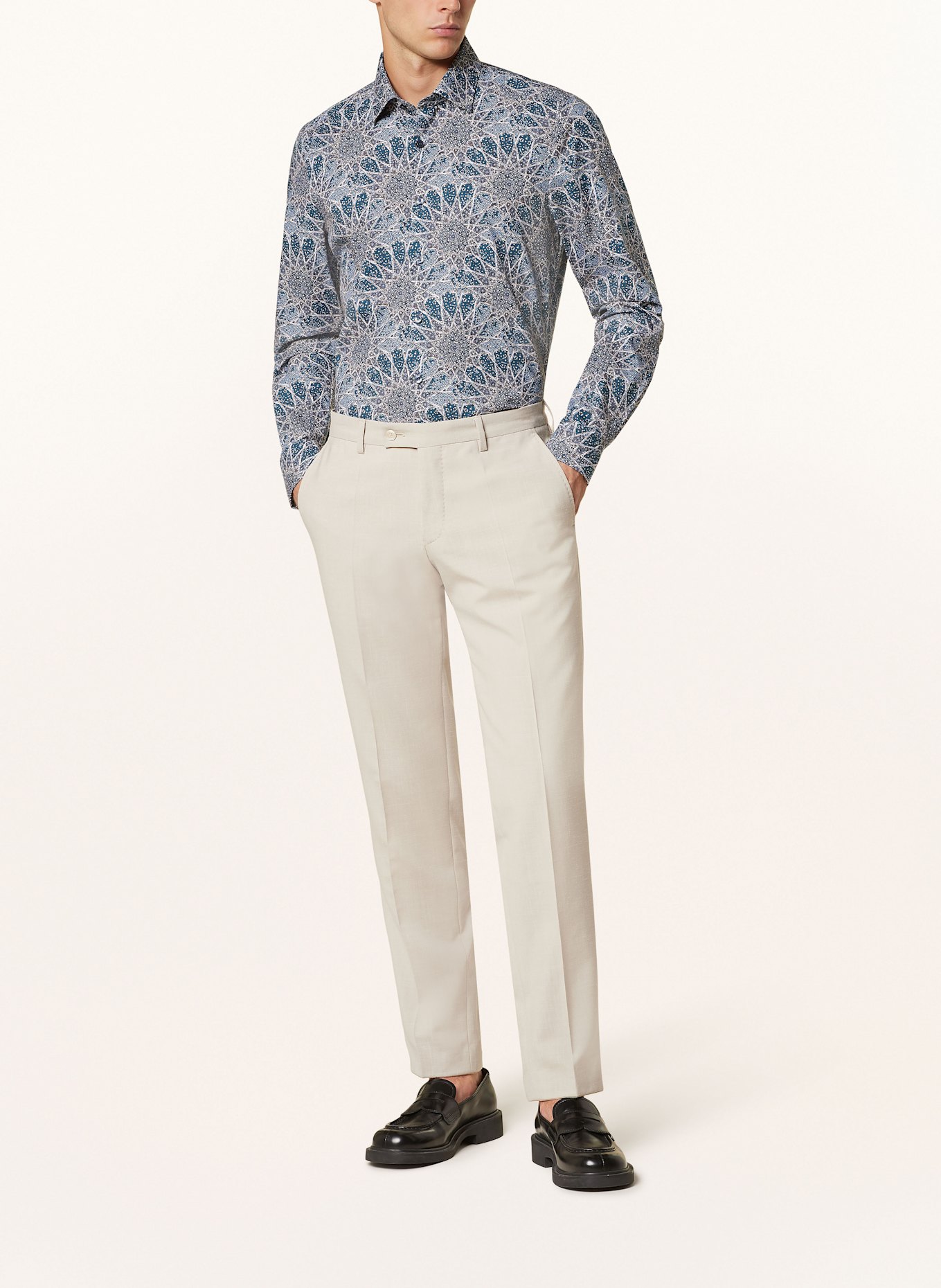 OLYMP Hemd LEVEL FIVE Body Fit: PETROL/ ECRU/ BRAUN