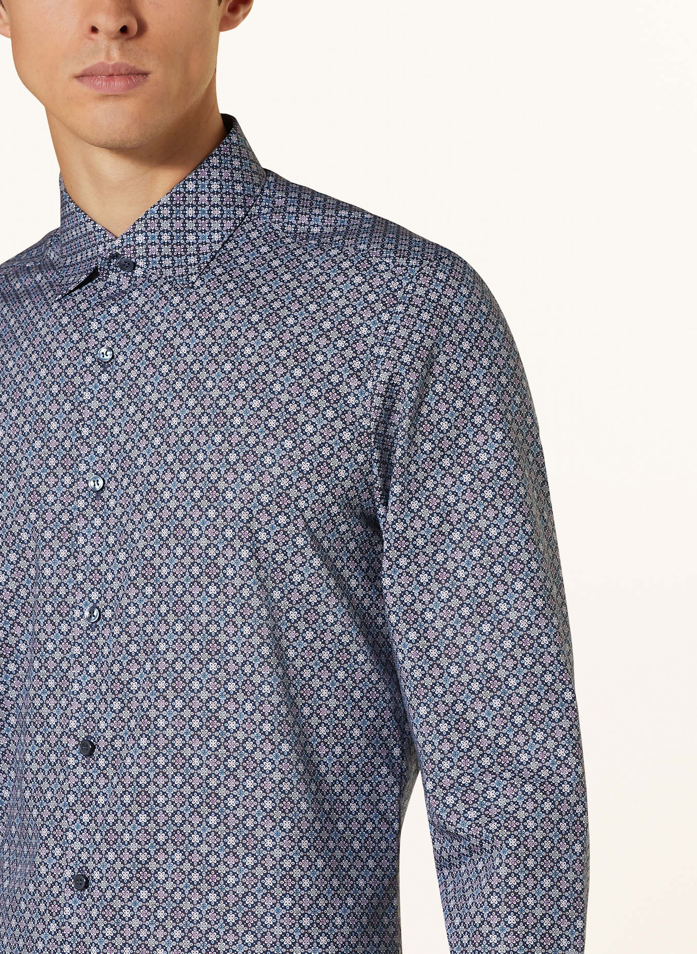 OLYMP Hemd Level Five body fit: DUNKELBLAU / FUCHSIA