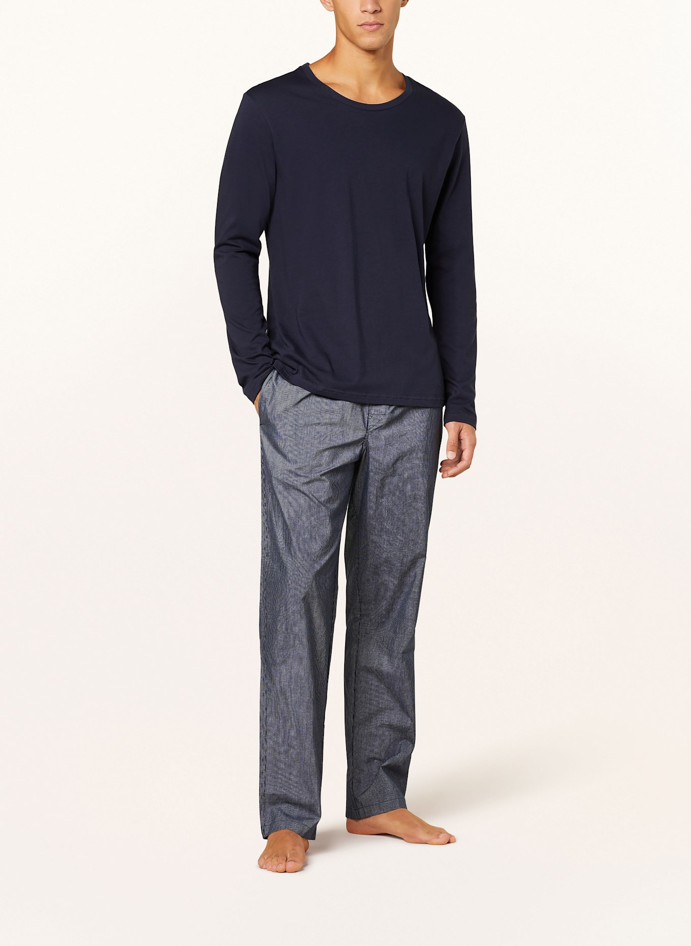 SCHIESSER Schlafhose MIX+RELAX: DUNKELBLAU/ WEISS GESTREIFT