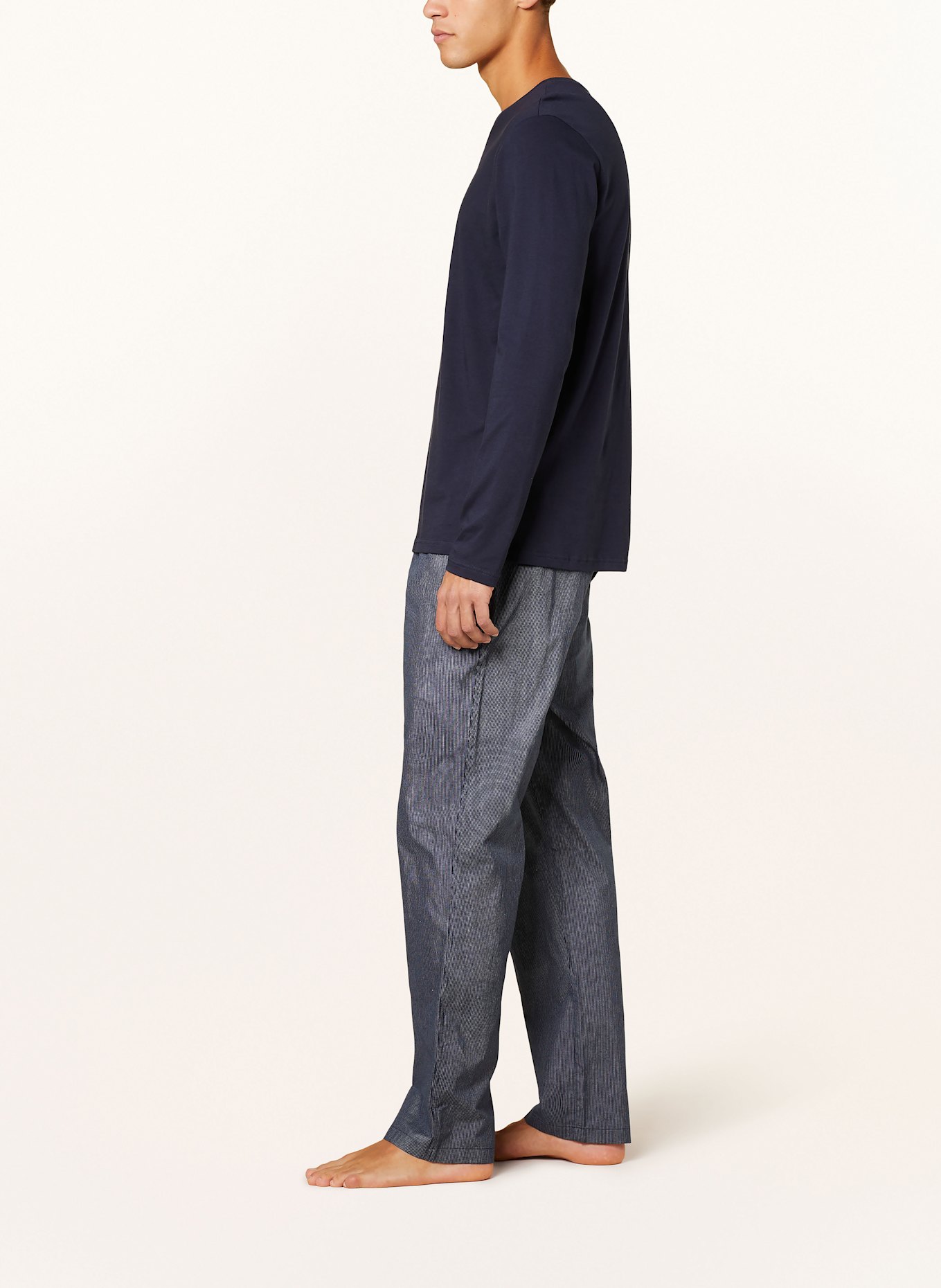 SCHIESSER Schlafhose MIX+RELAX: DUNKELBLAU/ WEISS GESTREIFT