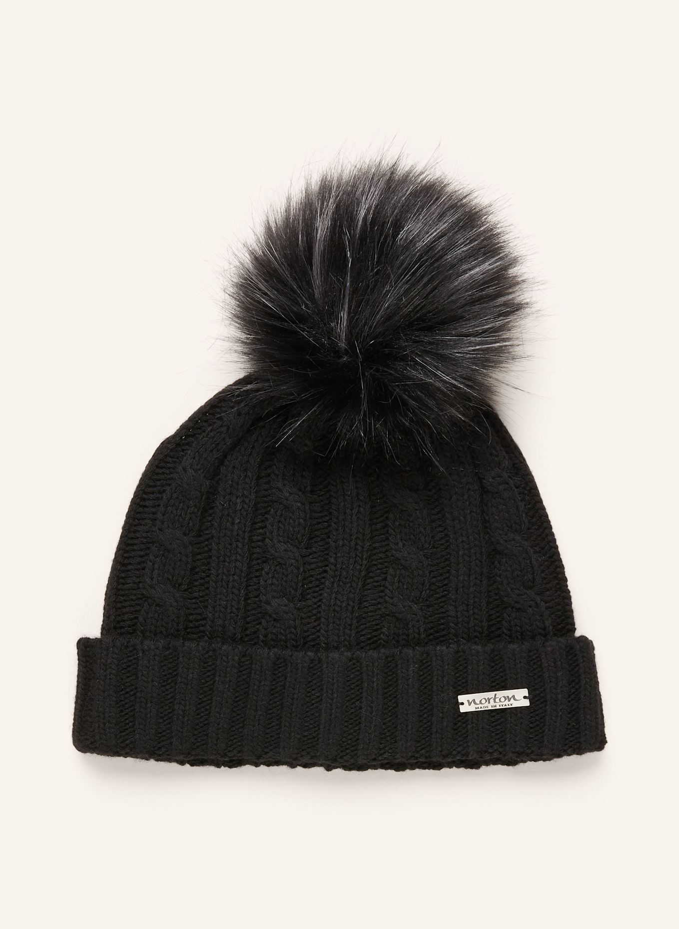 norton Mütze mit Kunstpelzbommel: SCHWARZ