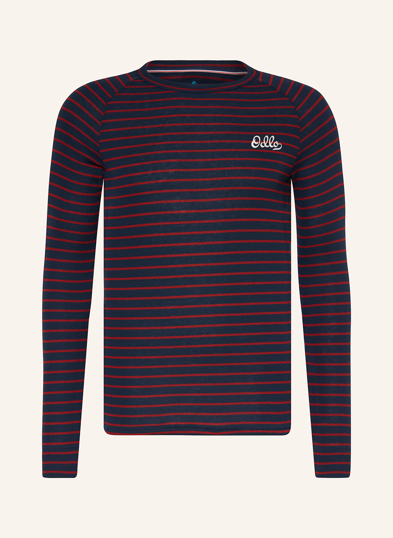 odlo Funktionswäsche-Shirt ACTIVE WARM ORIGINAL STRIPE: DUNKELBLAU / ROT