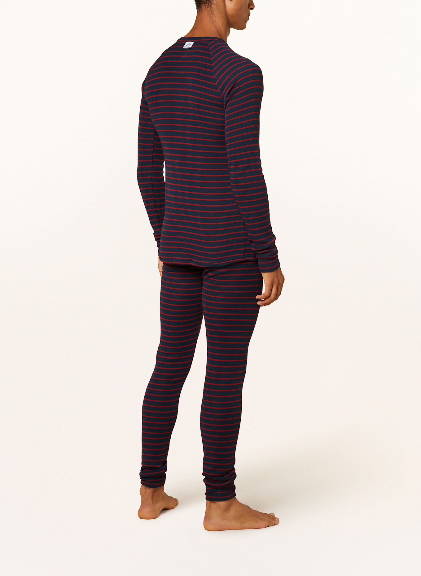 odlo Funktionswäsche-Shirt ACTIVE WARM ORIGINAL STRIPE: DUNKELBLAU / ROT
