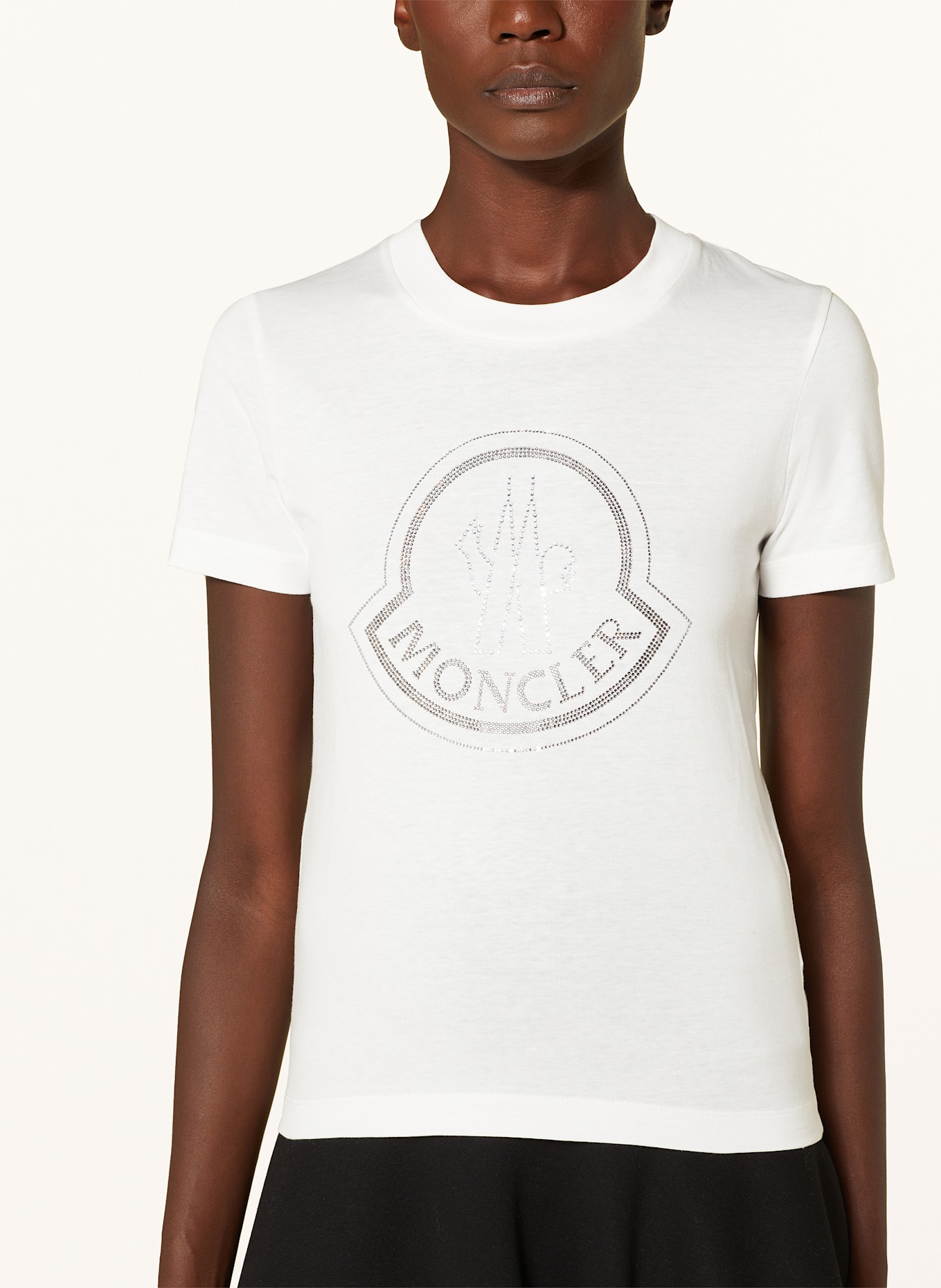 MONCLER T-Shirt mit Schmucksteinen: WEISS