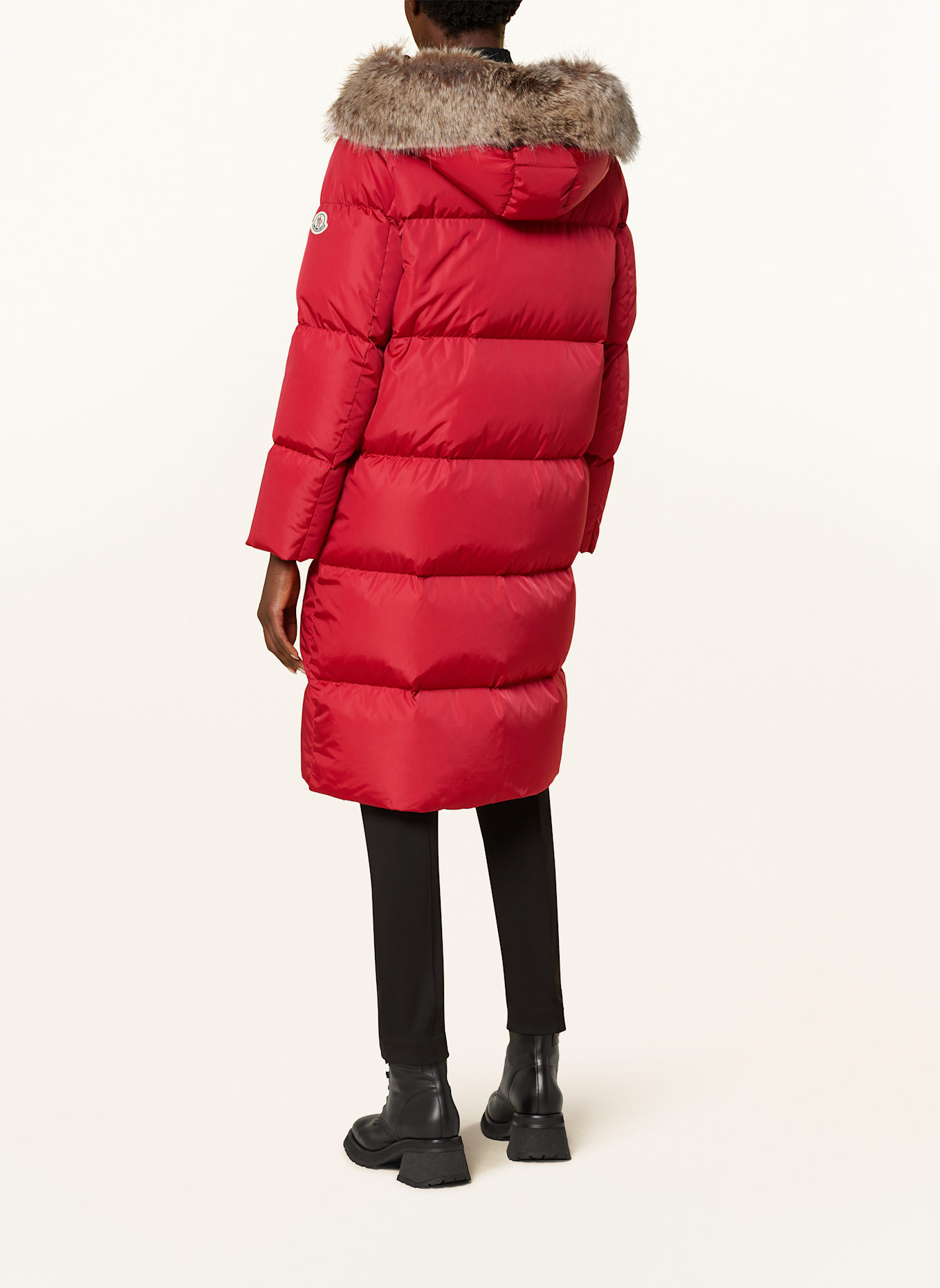 Red faux fur bubble coat on sale