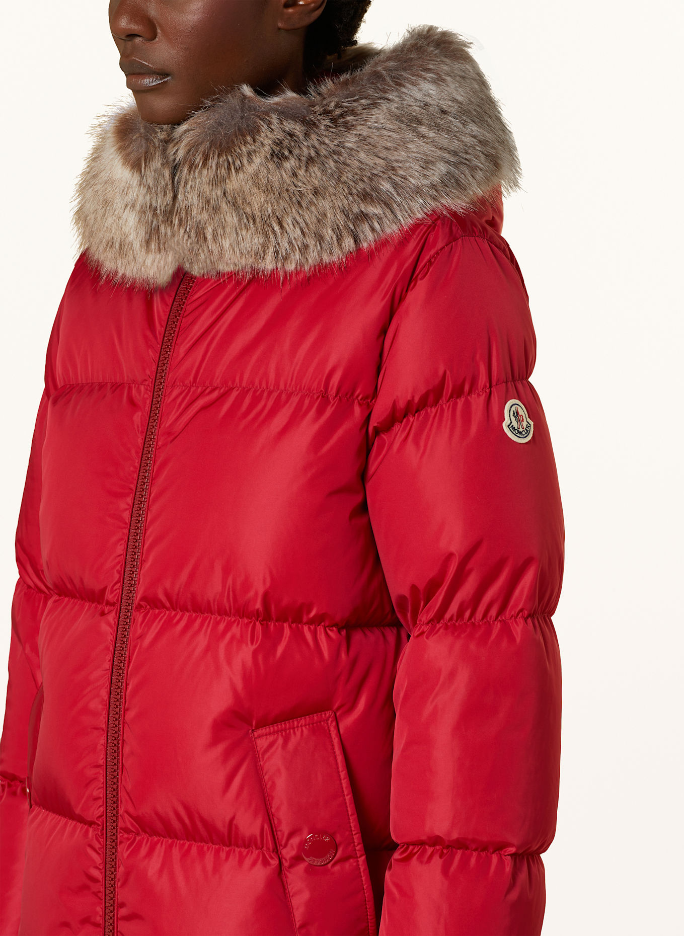 Moncler red fur women's coat top