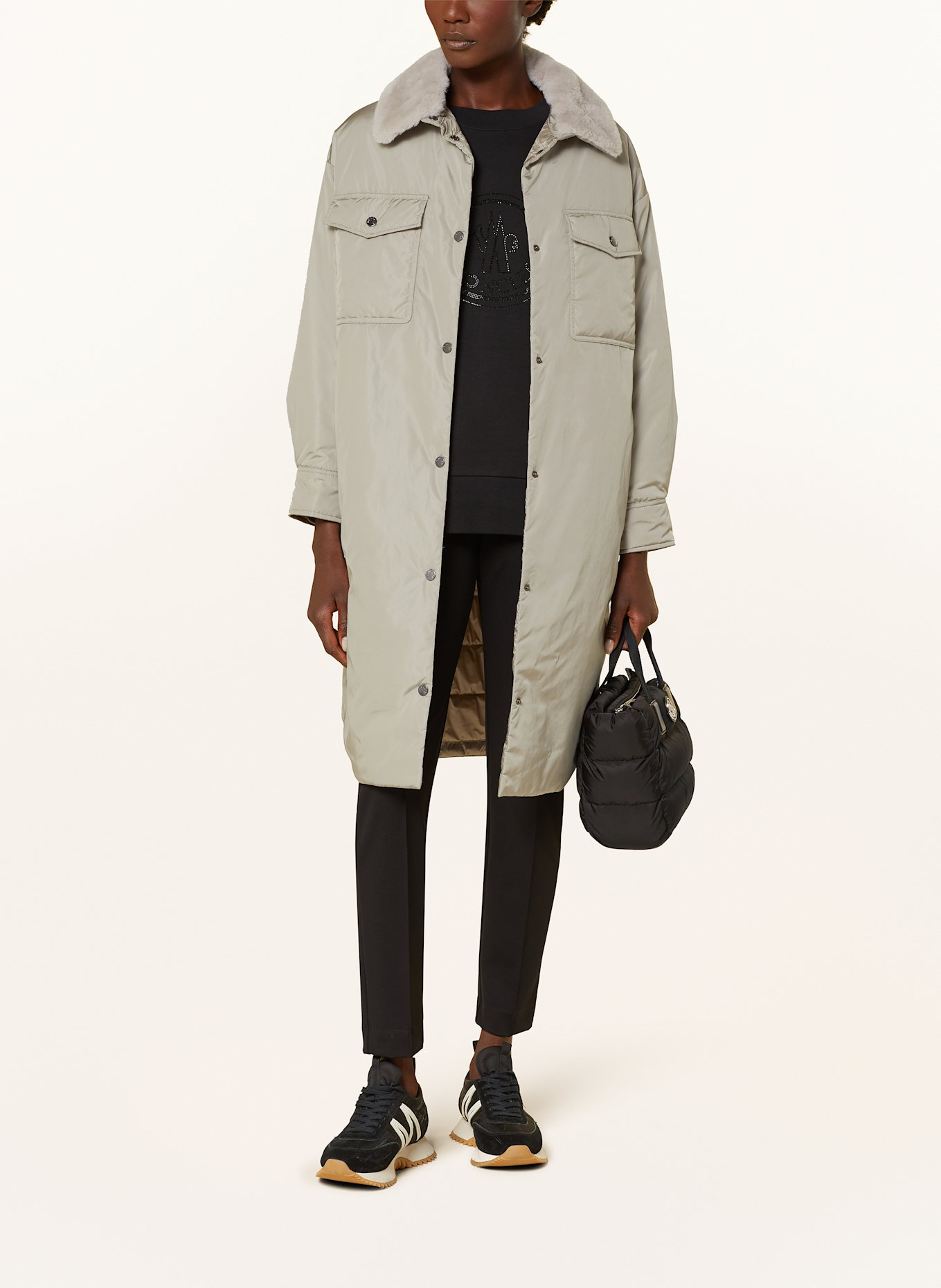 MONCLER Jacket with faux fur in taupe