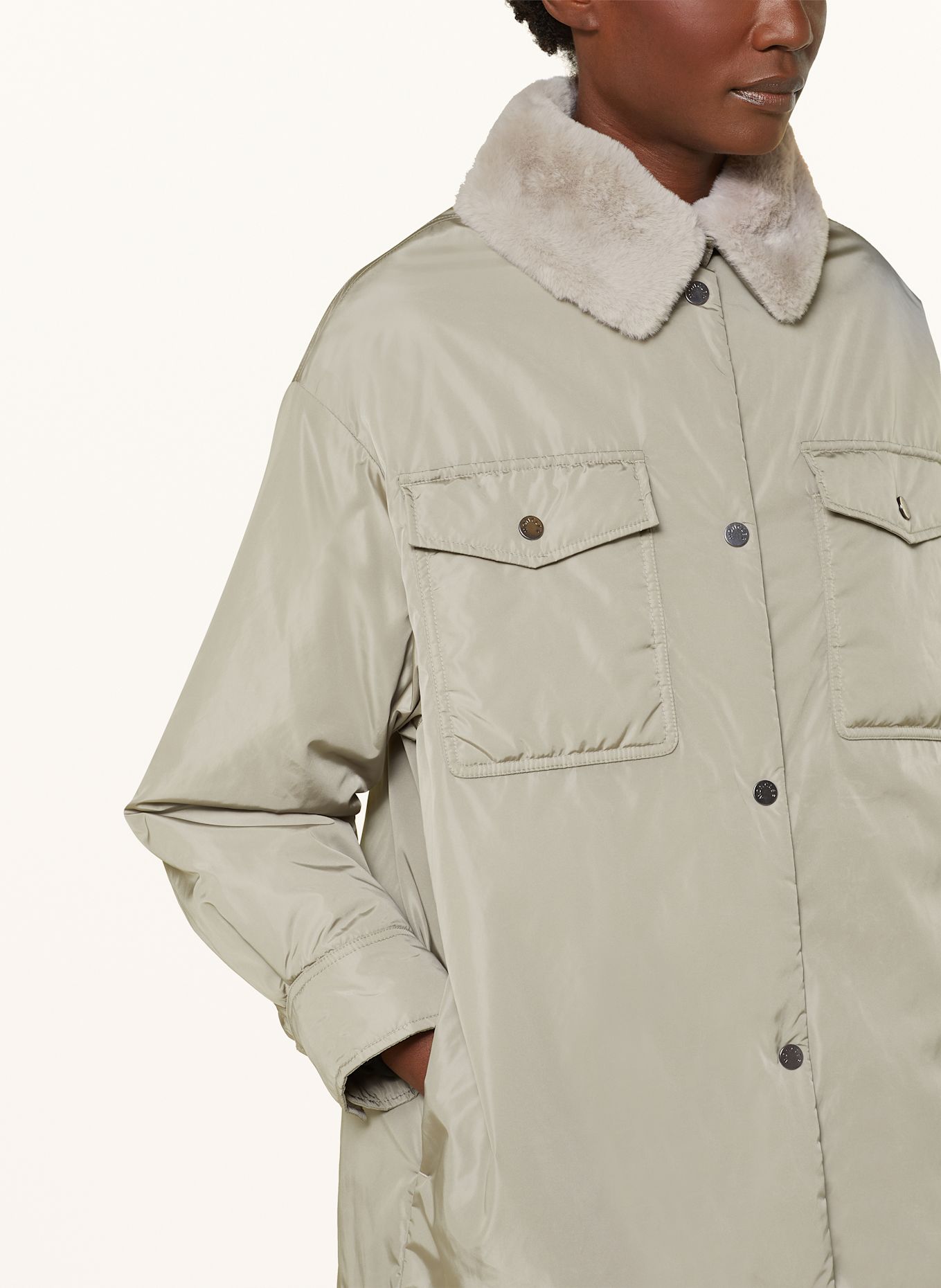 MONCLER Kurtka ze sztucznym futrem: SZAROBRĄZOWY