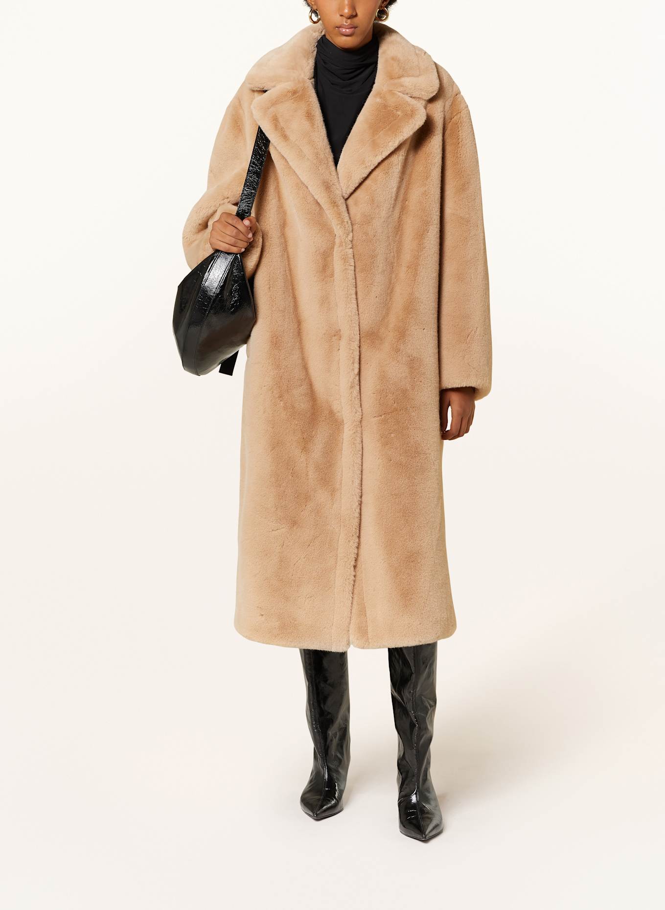 Stand shearling coat sales