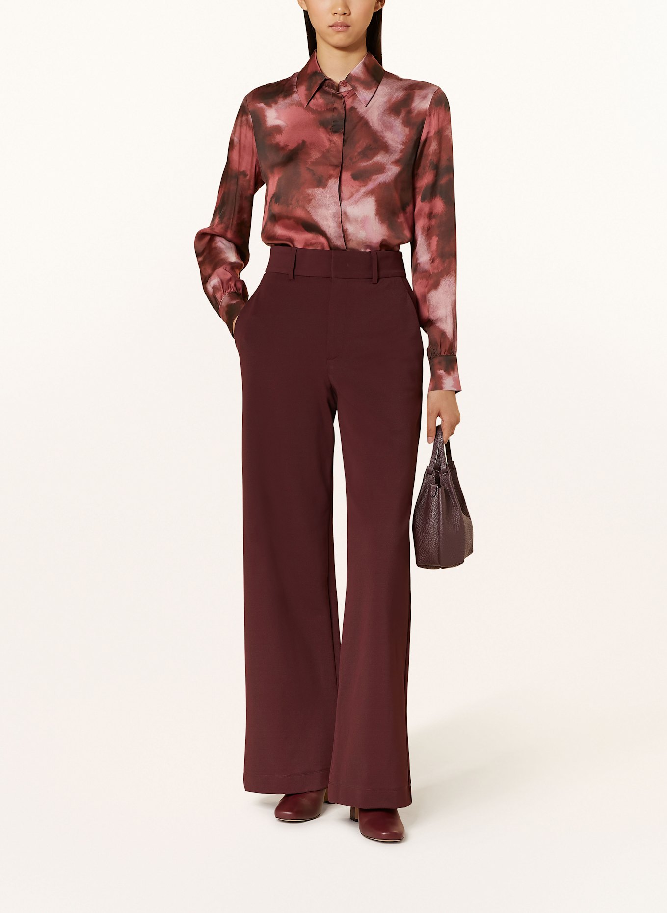 VANILIA Wide leg trousers, Color: DARK RED (Image 2)