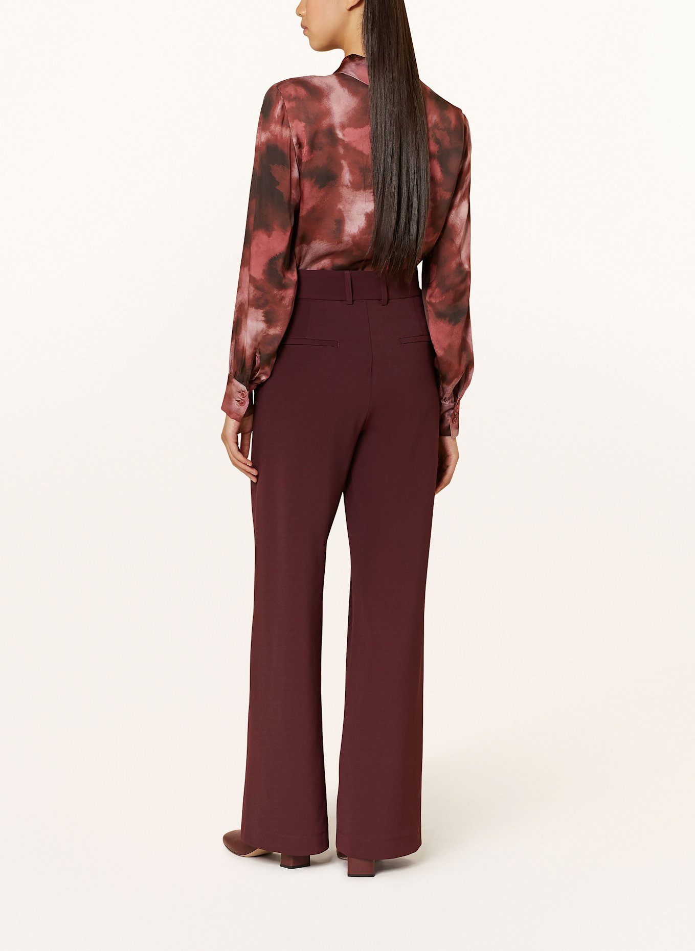 VANILIA Wide leg trousers, Color: DARK RED (Image 3)