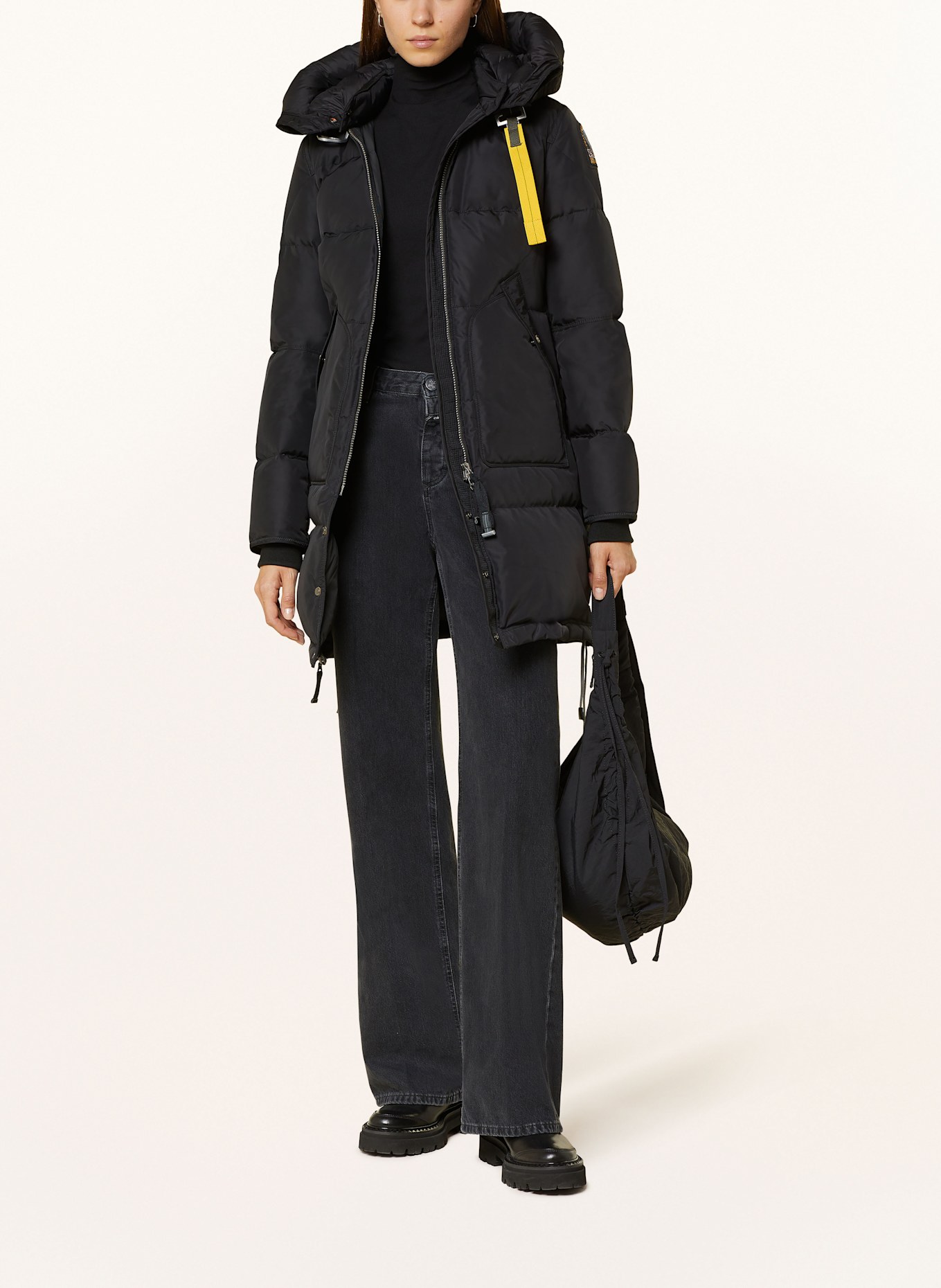 PARAJUMPERS Daunenmantel LONG BEAR mit abnehmbarer Kapuze: SCHWARZ