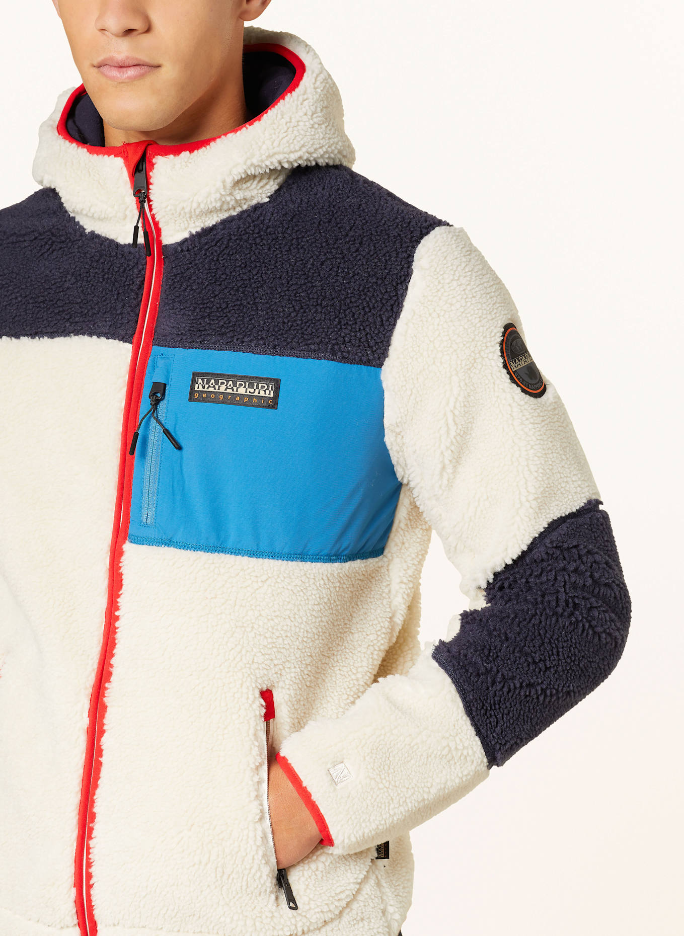 NAPAPIJRI Teddy jacket YUPIK in cream dark blue blue