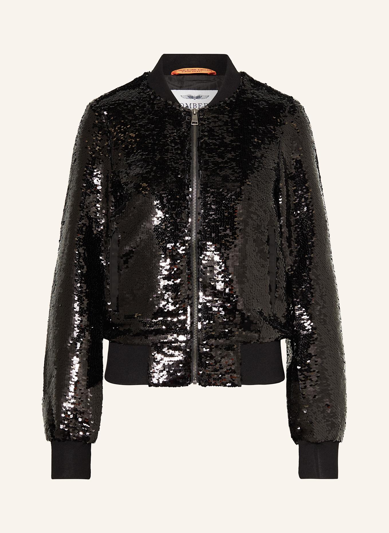 BOMBERS ORIGINAL Bomber jacket with reversible sequins in black