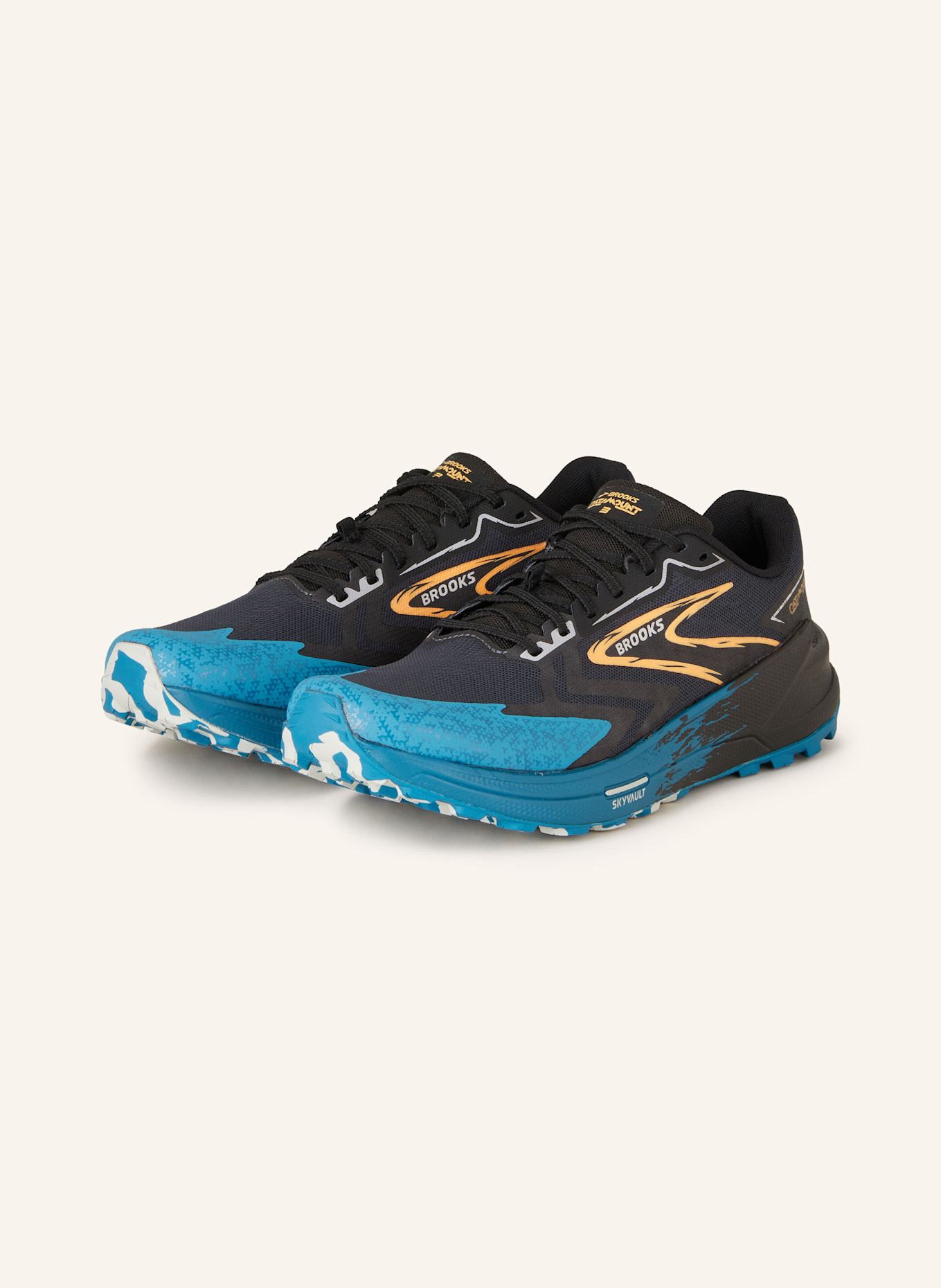 BROOKS Trail running shoes CATAMOUNT 3, Color: BLACK/ TURQUOISE/ ORANGE (Image 1)