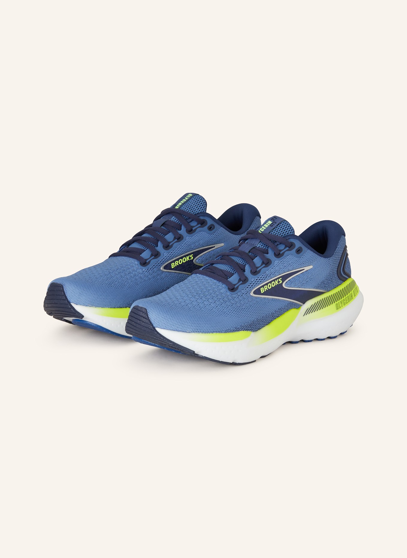 BROOKS Running shoes GLYCERIN GTS 21, Color: BLUE/ DARK BLUE/ NEON YELLOW (Image 1)