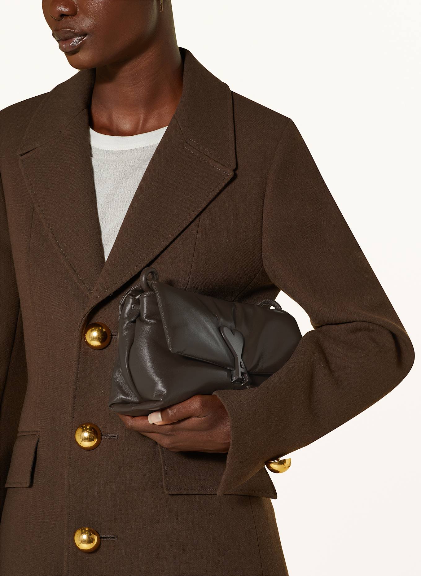 Ami Paris Sac à bandoulière VOULEZ VOUS: MARRON FONCÉ
