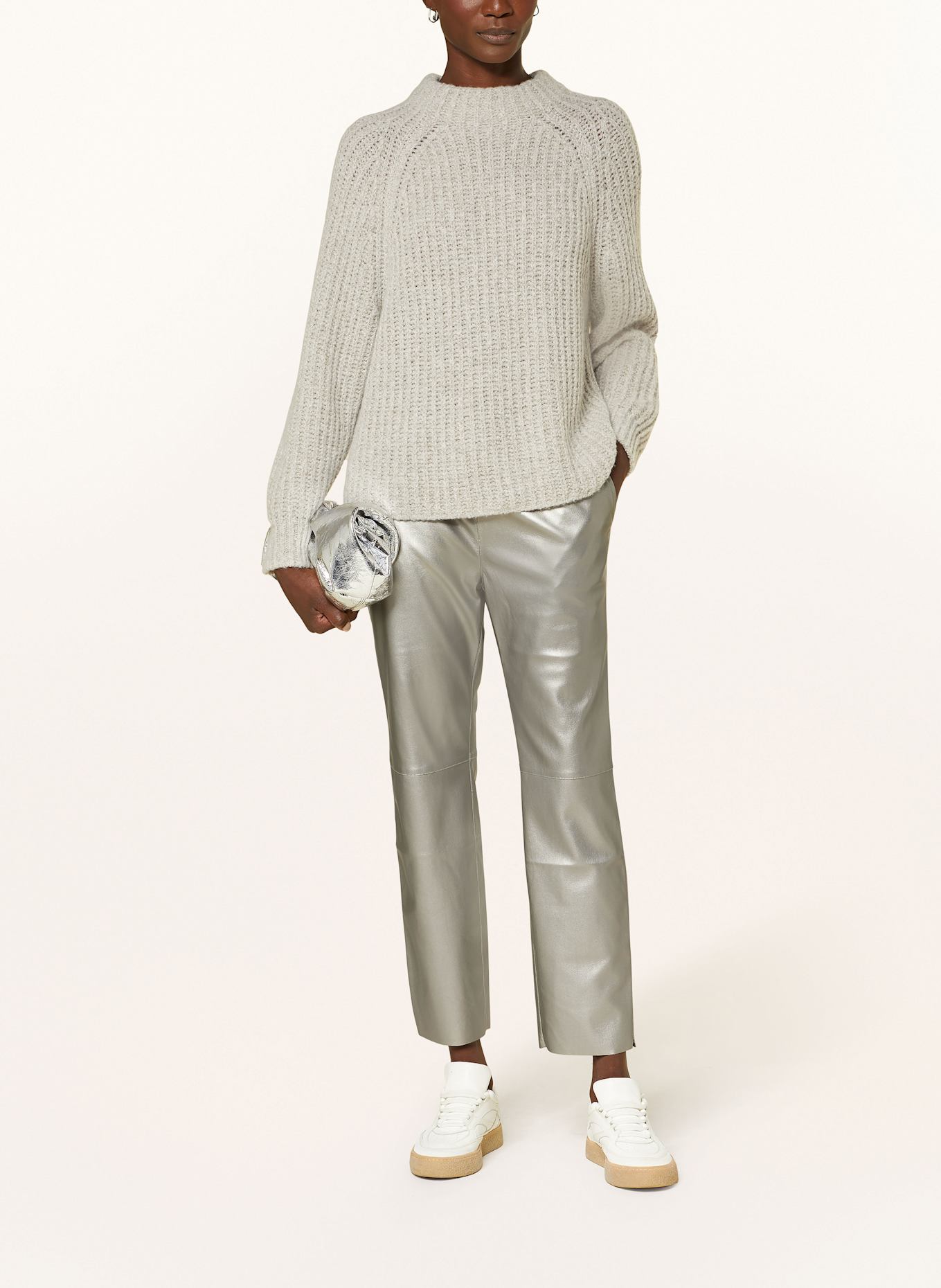 Juvia Pantalon ROSA aspect cuir: ARGENT / TAUPE