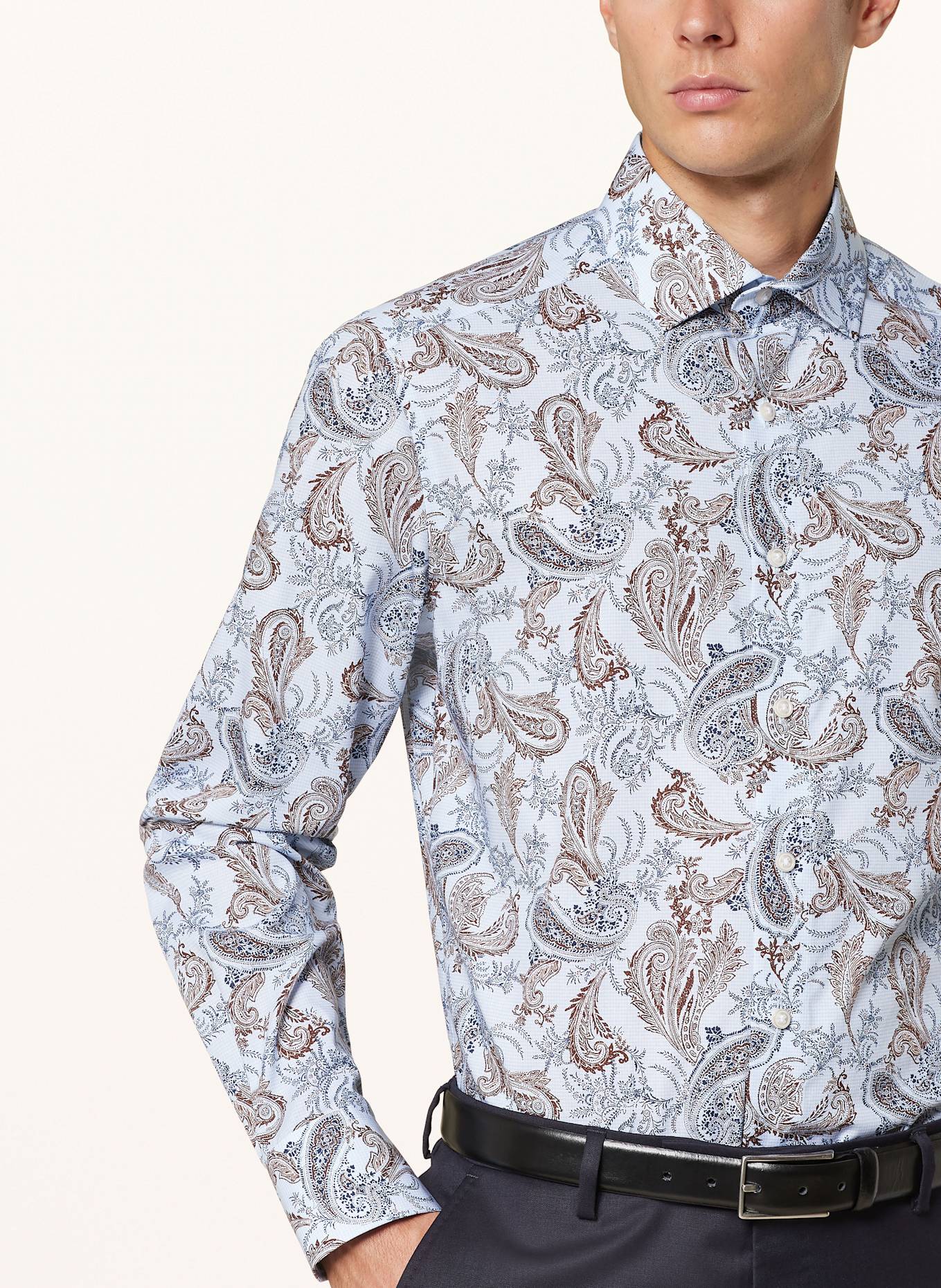 OLYMP Hemd Luxor modern fit: HELLBLAU / DUNKELBLAU / DUNKELBRAUN