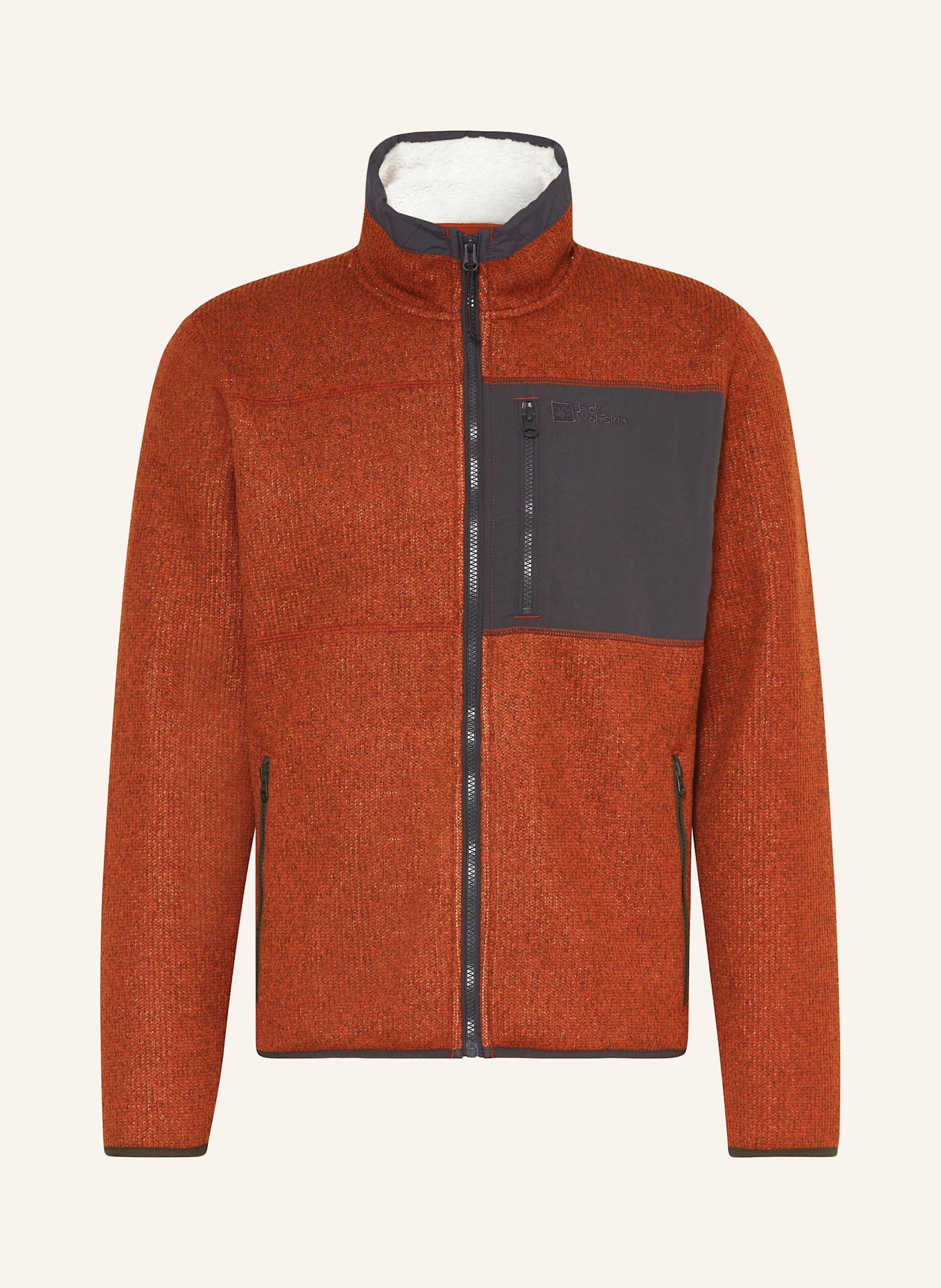 Jack Wolfskin Fleecejacke KAMINFEUER: DUNKELORANGE/ DUNKELGRAU