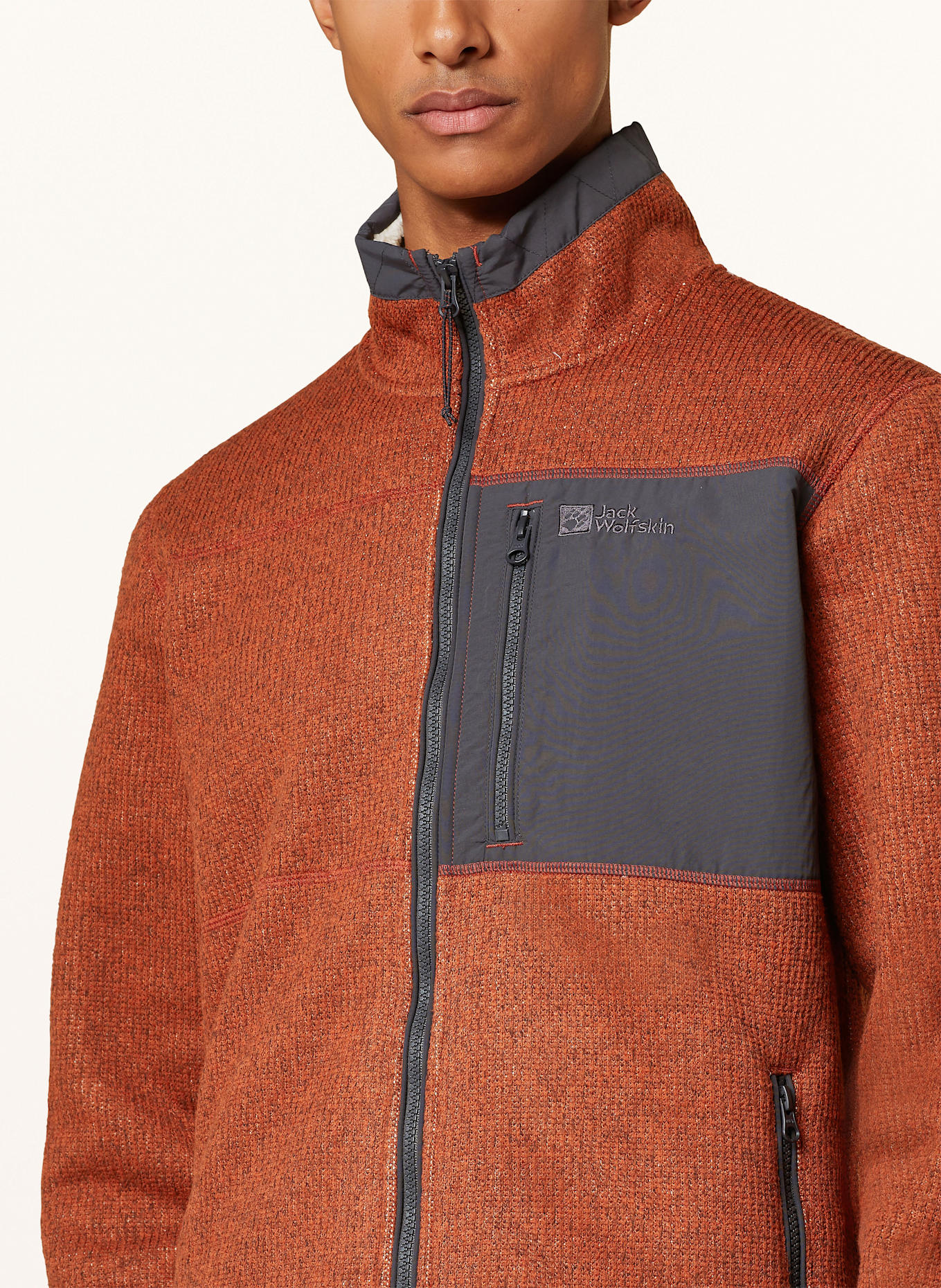 Jack Wolfskin Fleecejacke KAMINFEUER: DUNKELORANGE/ DUNKELGRAU