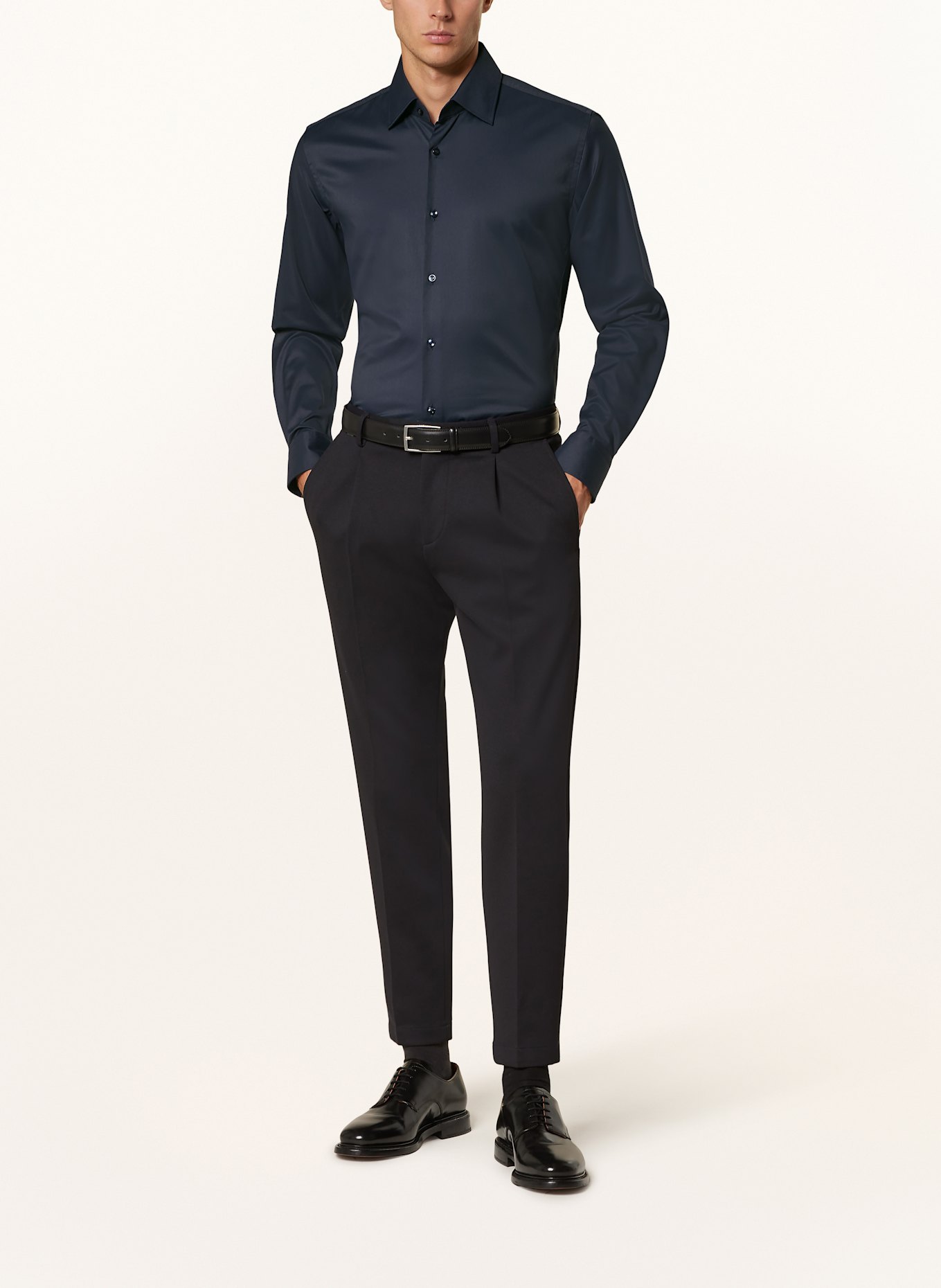 BOSS Overhemd HANK Slim Fit: DONKERBLAUW