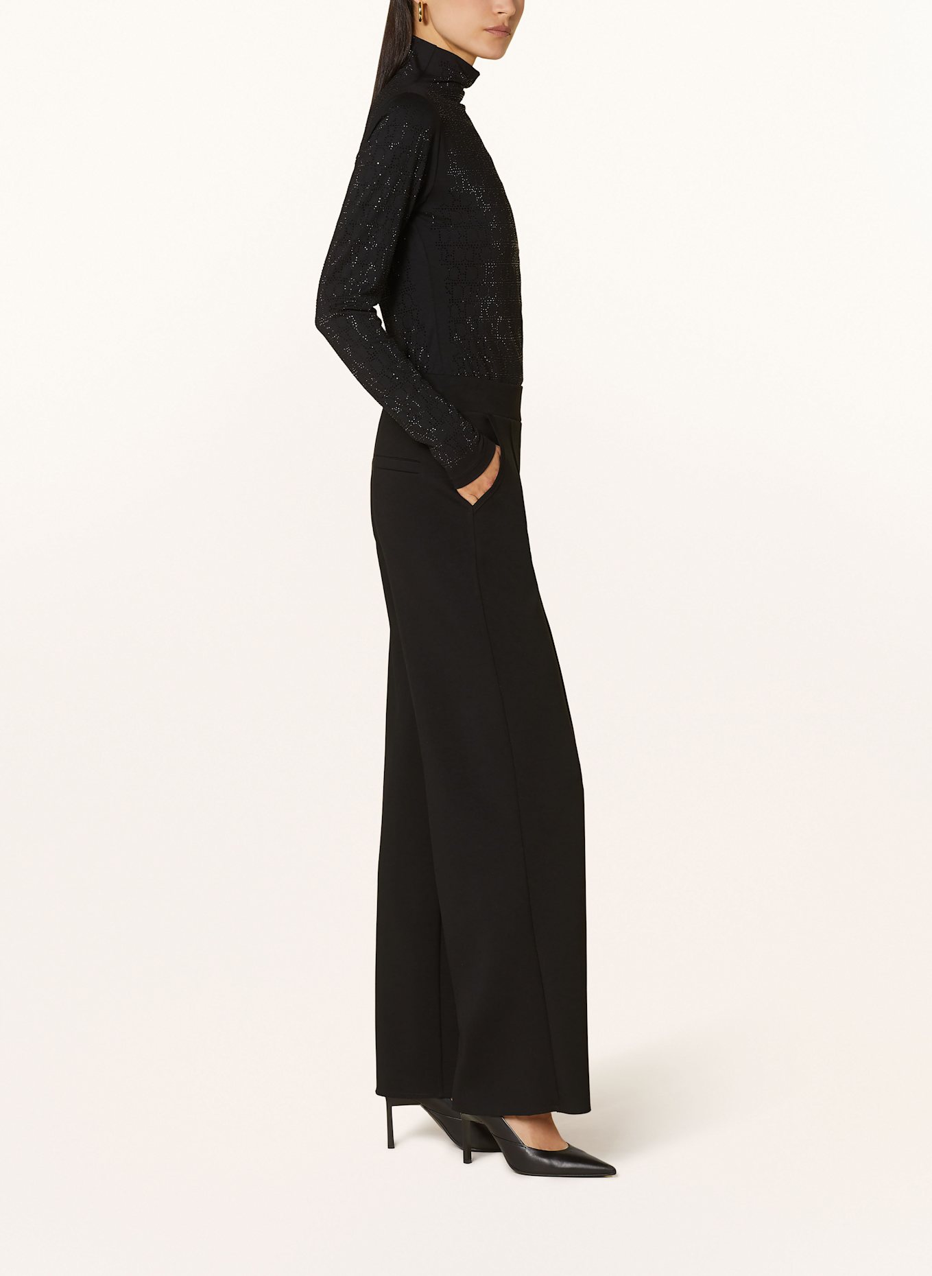 RIANI Wide leg trousers made of jersey: BLACK