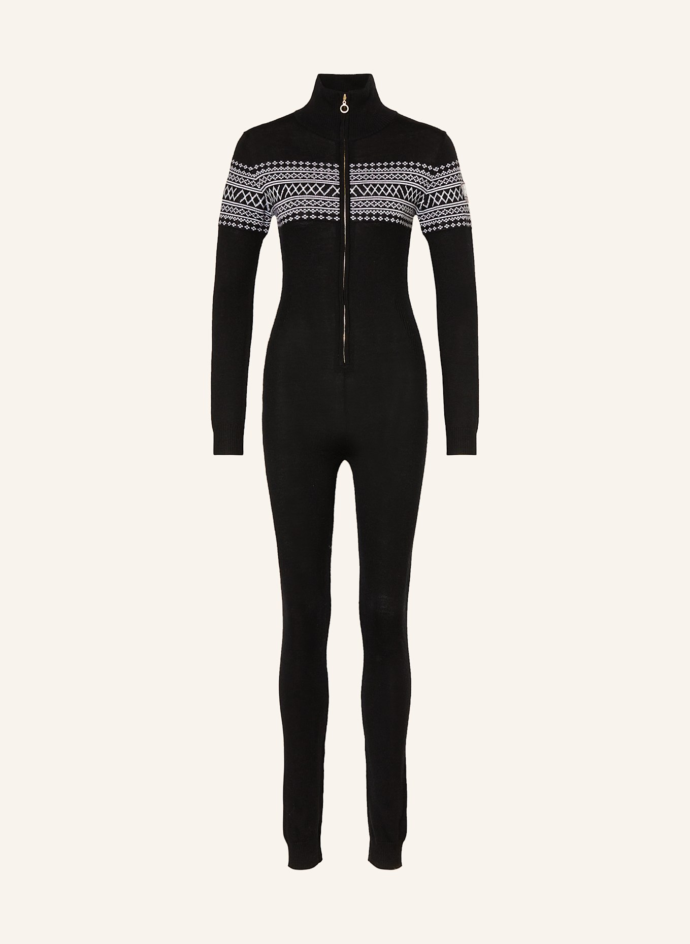 WE NORWEGIANS Knitted jumpsuit SIGNATURE made from merino wool in black white
