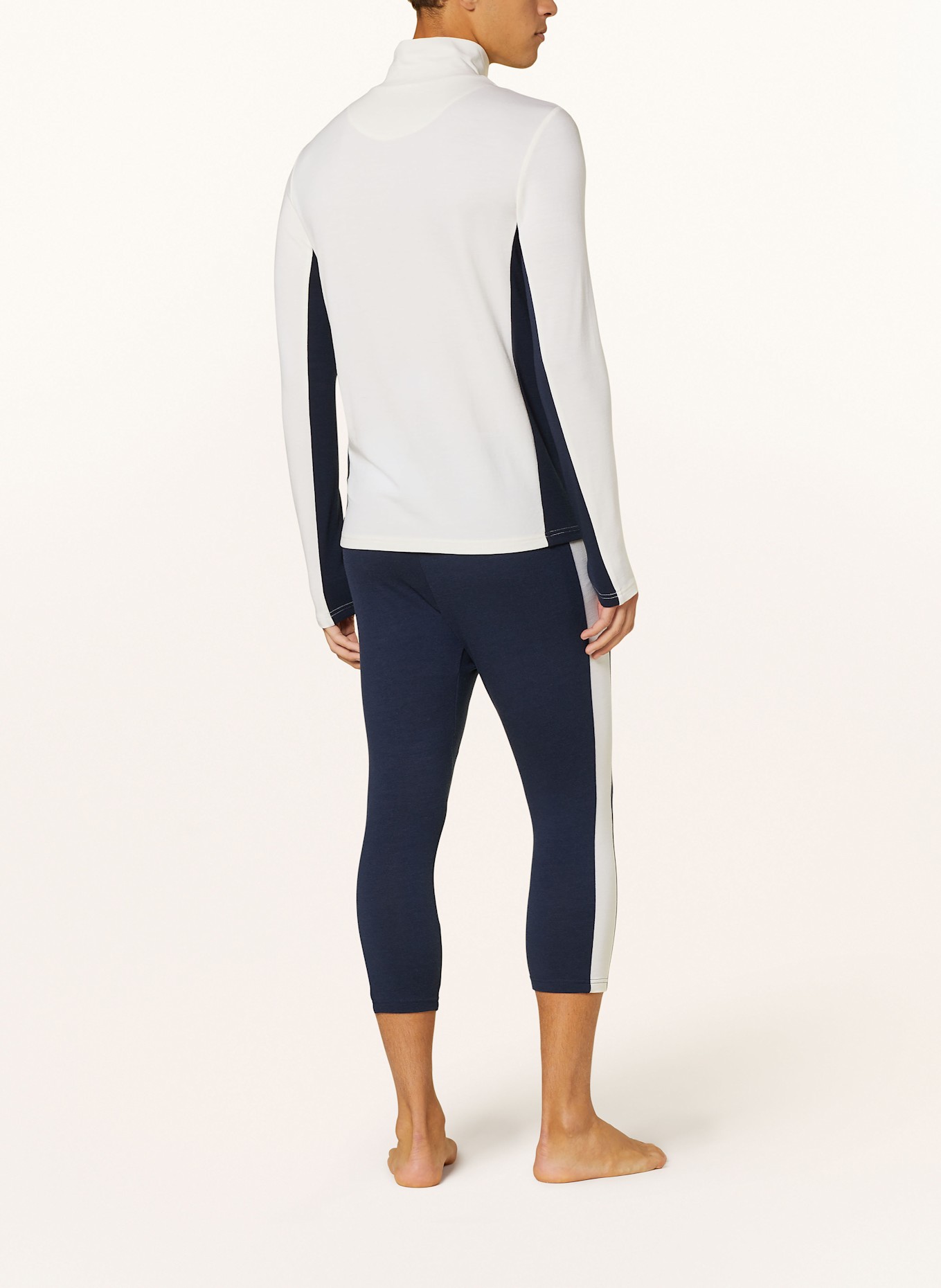 WE NORWEGIANS Piqué-Midlayer aus Merinowolle: ECRU / ROT / BLAU