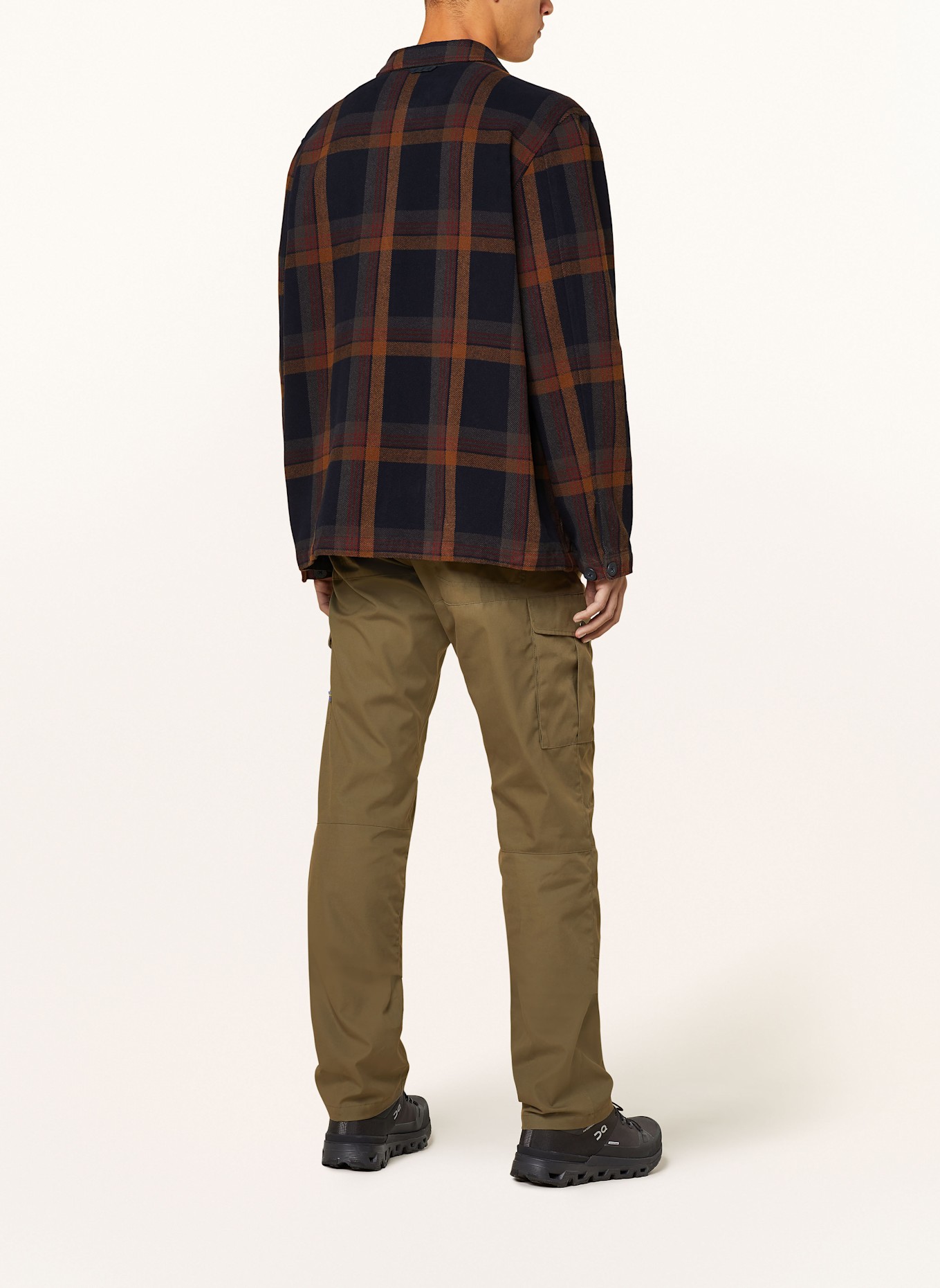 FJALLRAVEN Overshirt SINGI in dark blue cognac red