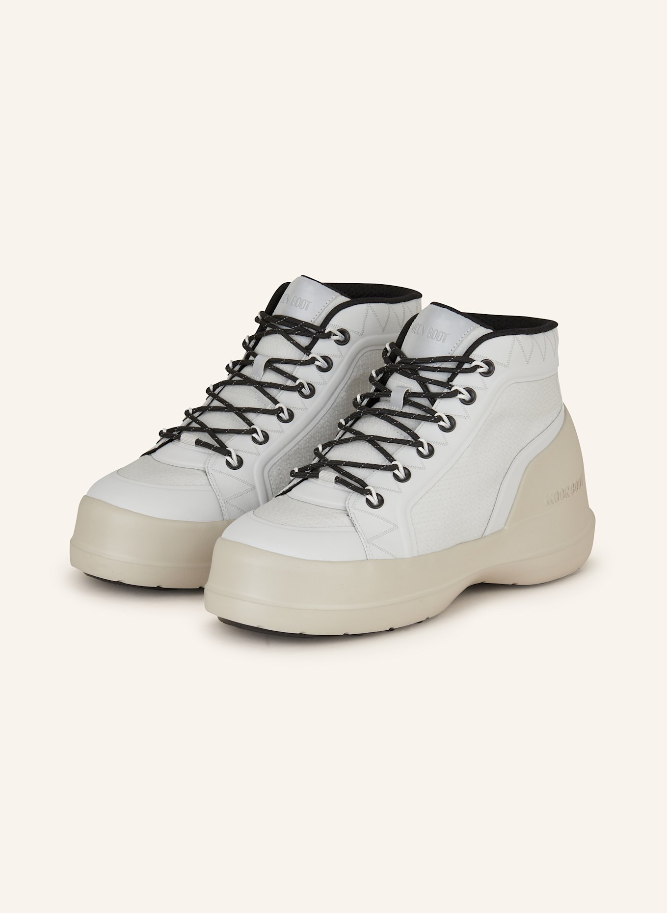 MOON BOOT Schnürboots LUNA: HELLGRAU / BEIGE