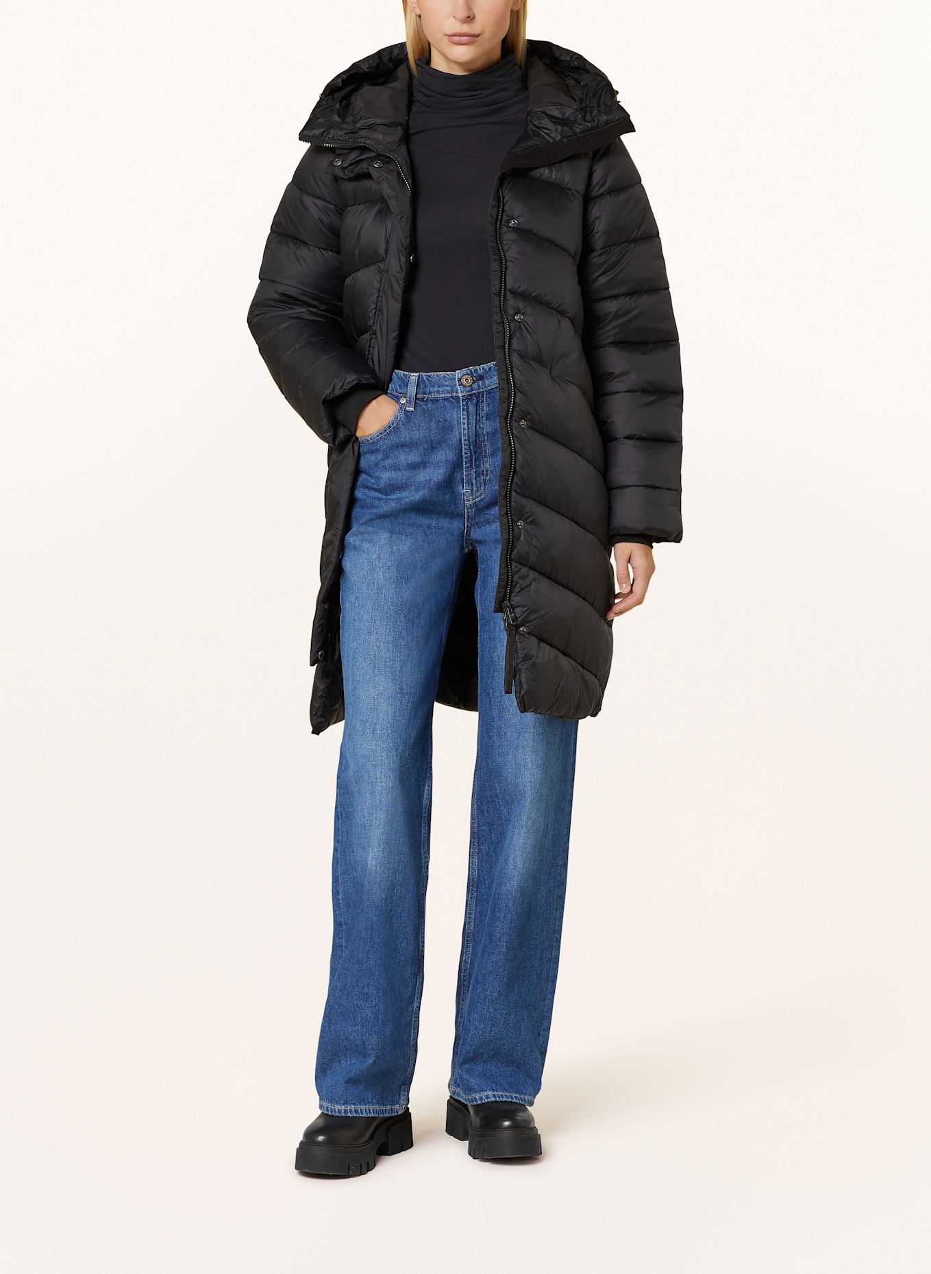 DIDRIKSONS Płaszcz pikowany MARION: CZARNY