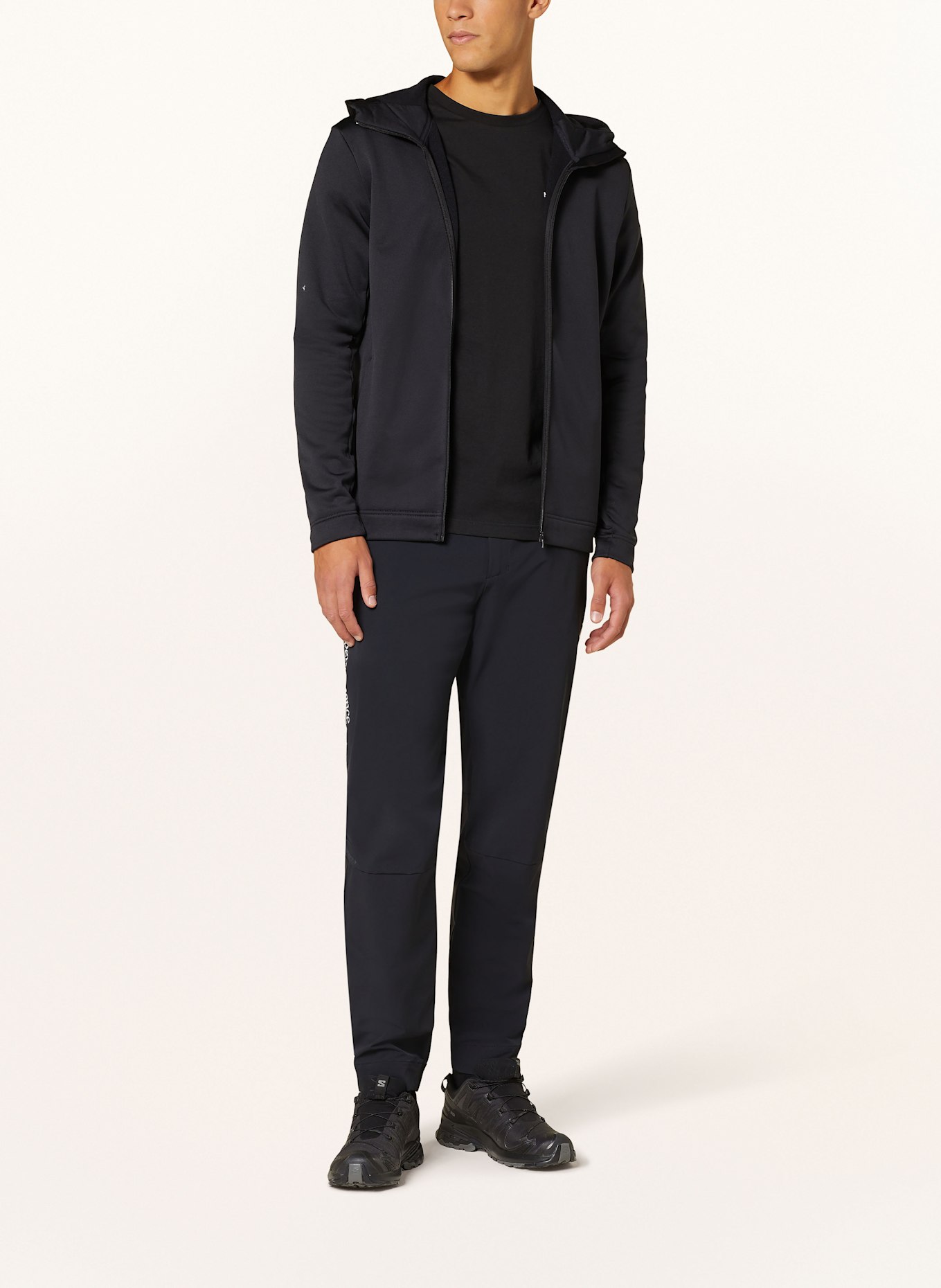 Peak Performance Black Zipped Hoodie With Print And Embroidered Ornaments In Cotton Man Versace, Color: BLACK (Image 2)