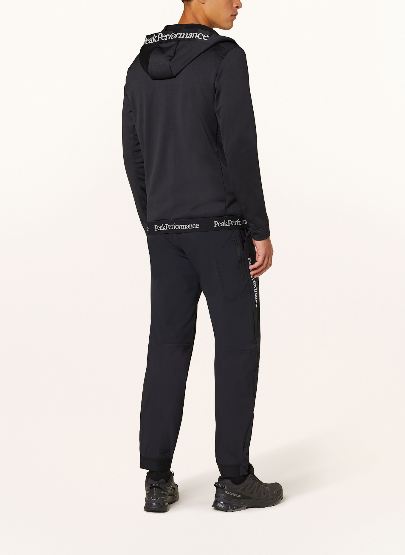 Peak Performance Black Zipped Hoodie With Print And Embroidered Ornaments In Cotton Man Versace, Color: BLACK (Image 3)