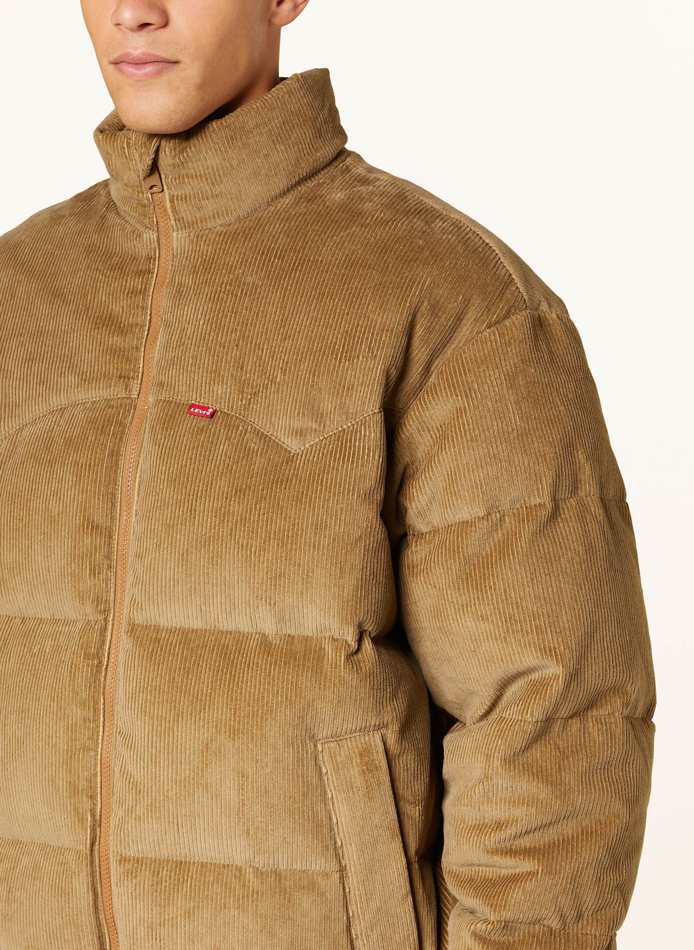 Tan corduroy puffer jacket on sale