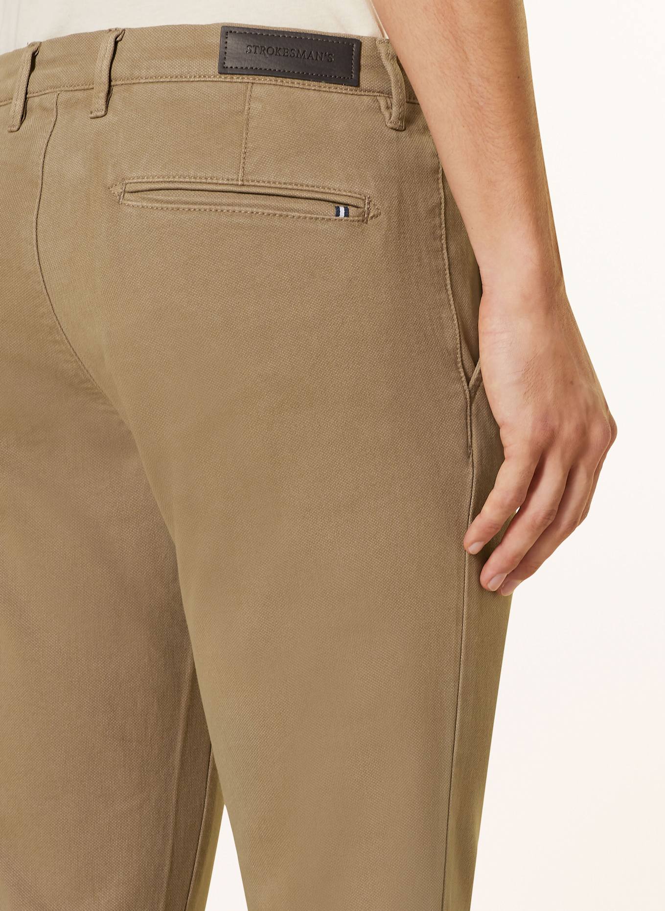 STROKESMAN'S Piqué chino slim fit, Color: BEIGE (Image 6)