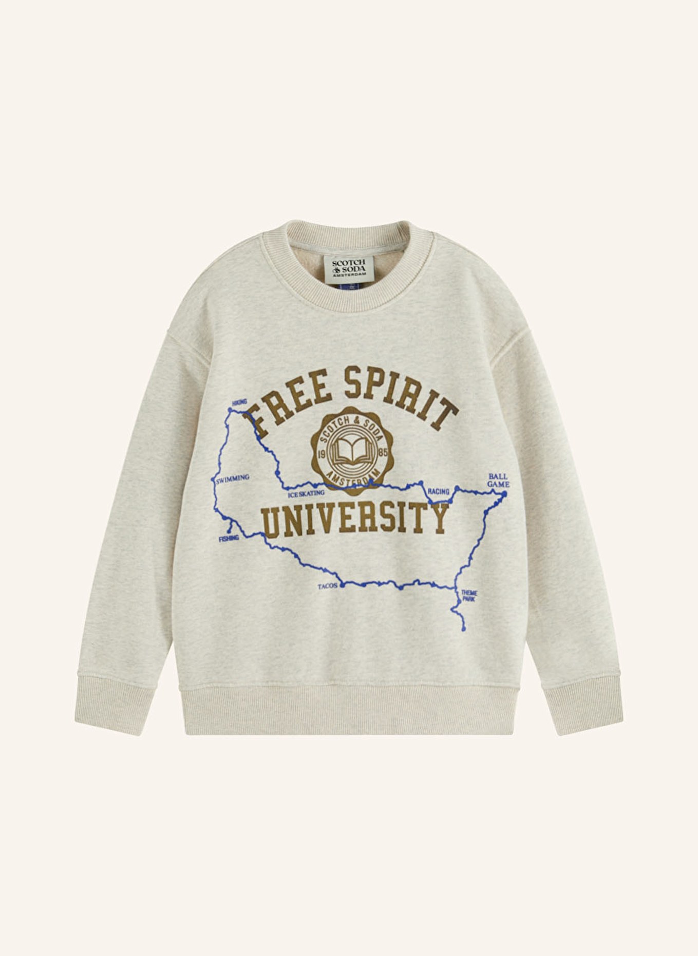 SCOTCH SODA Sweatshirt in hellgrau blau braun