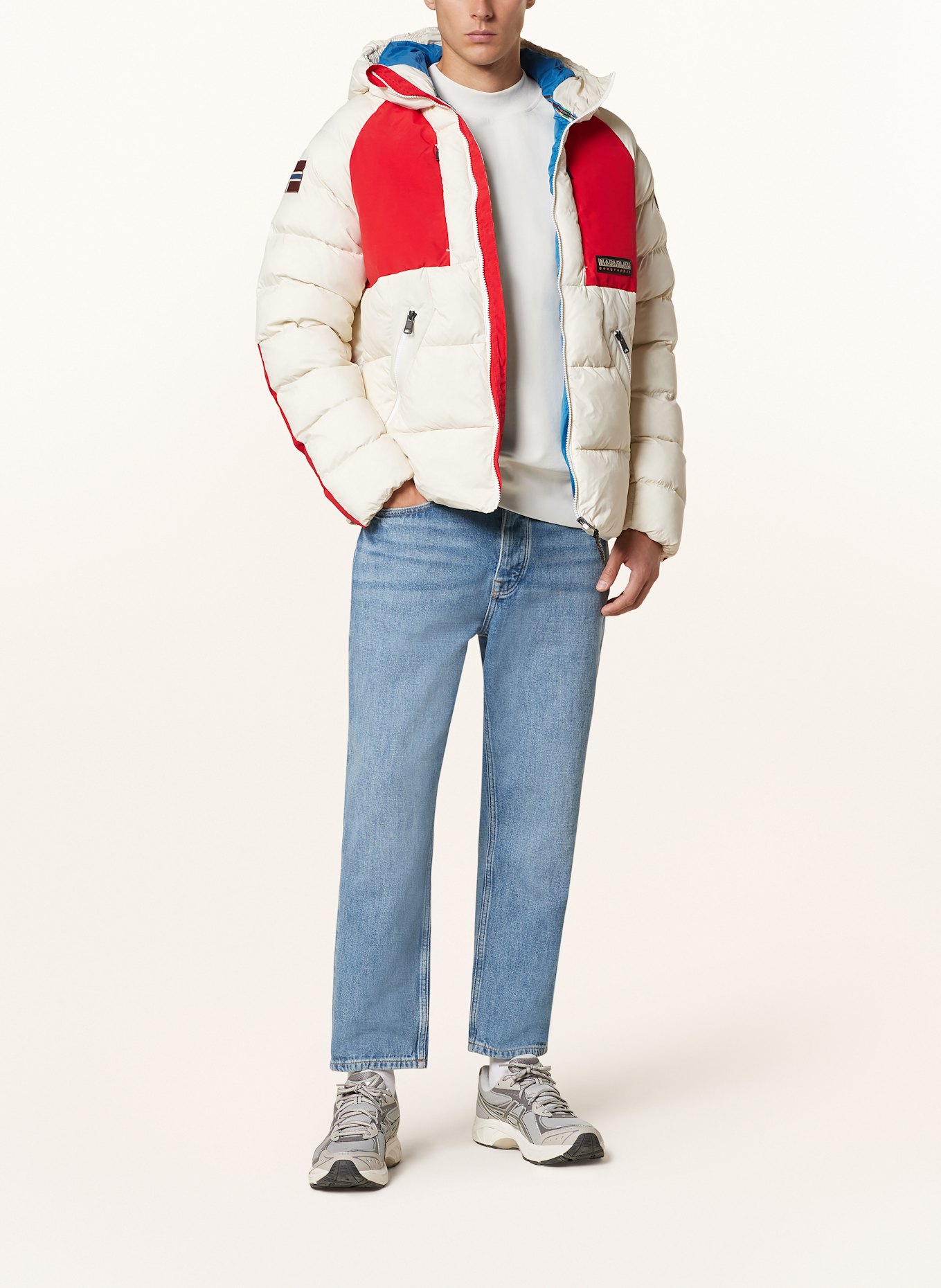 NAPAPIJRI Steppjacke A-MOESA im Materialmix in creme/ rot