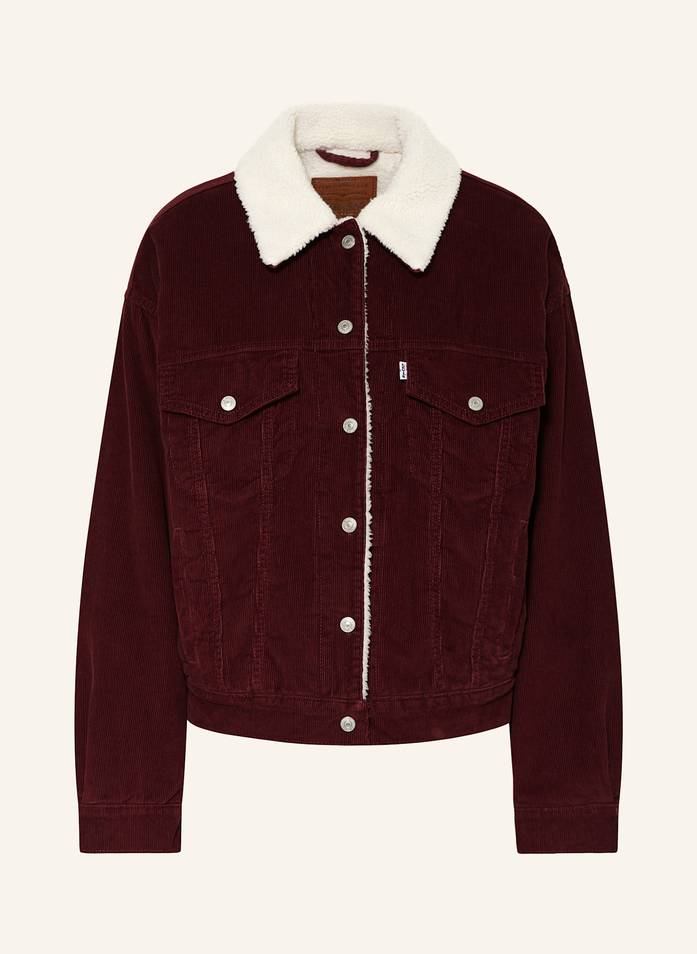Red corduroy jacket with fur cheap