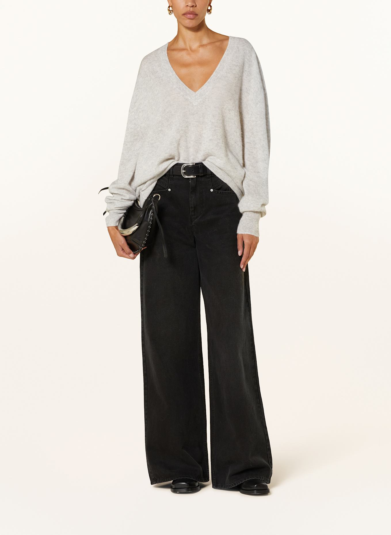 ISABEL MARANT Oversized-Pullover LARANA mit Seide: HELLGRAU