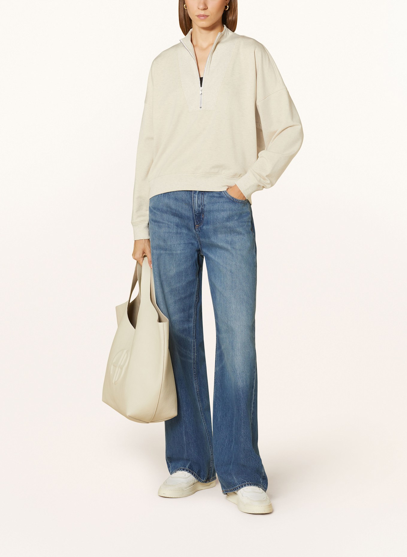 Stefan Brandt JOELLE half-zip sweater: LIGHT GRAY