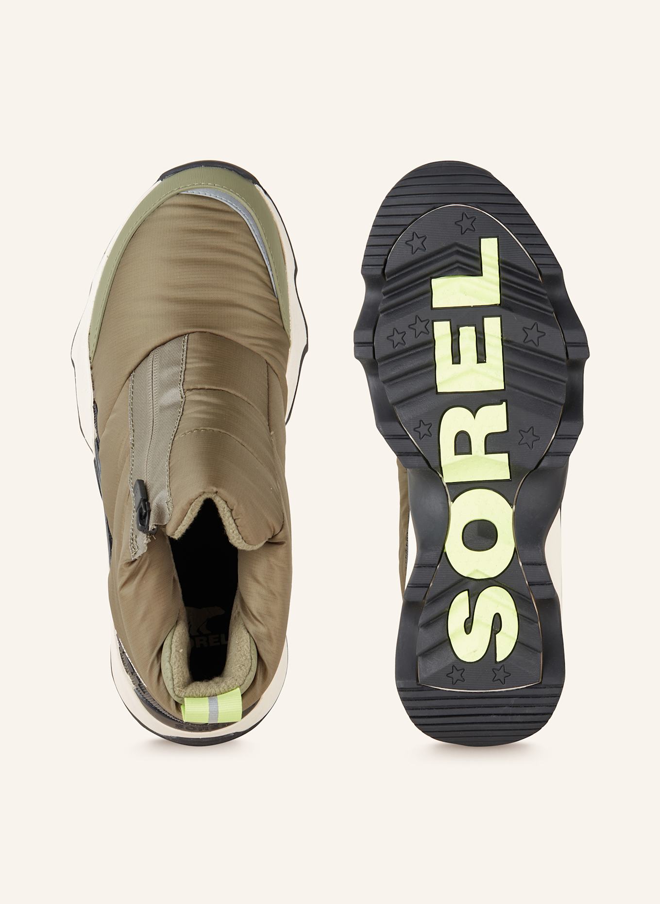 SOREL Platform boots IMPACT PUFFY: OLIVE