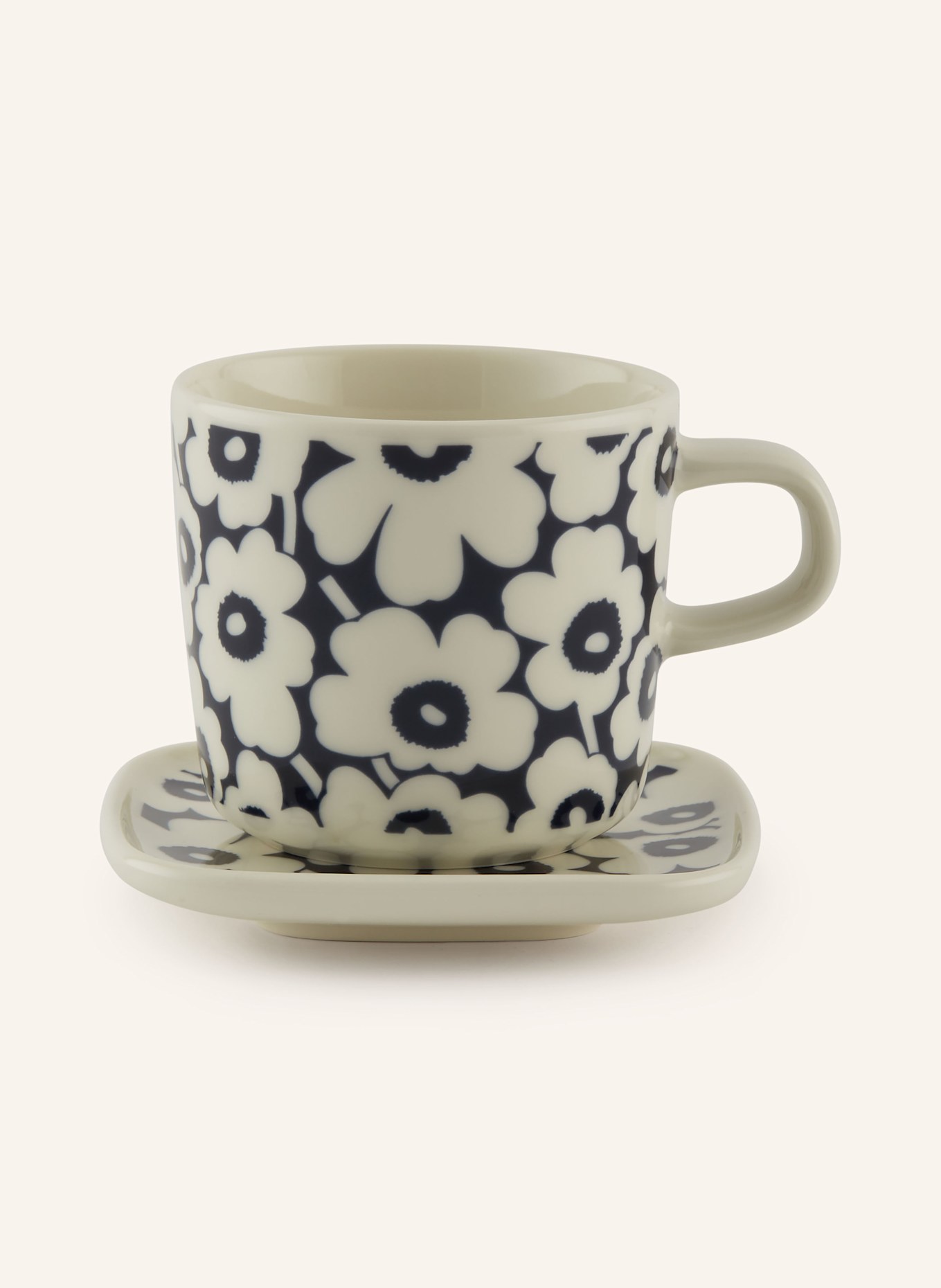 marimekko 4-tlg. Geschirr-Set OIVA /PIKKUINEN UNIKKO: CREME / DUNKELBLAU