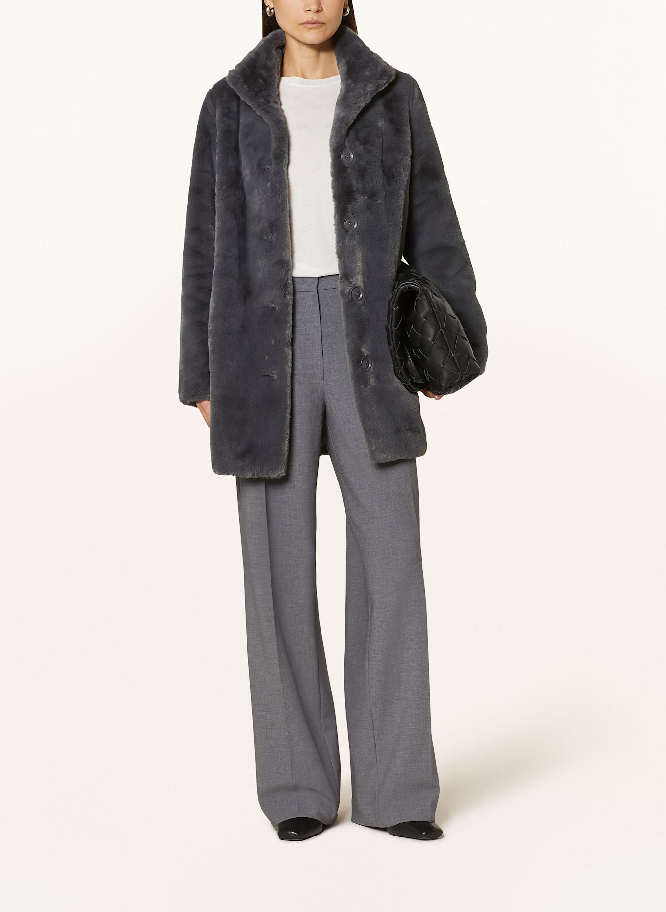 White company faux fur jacket on sale
