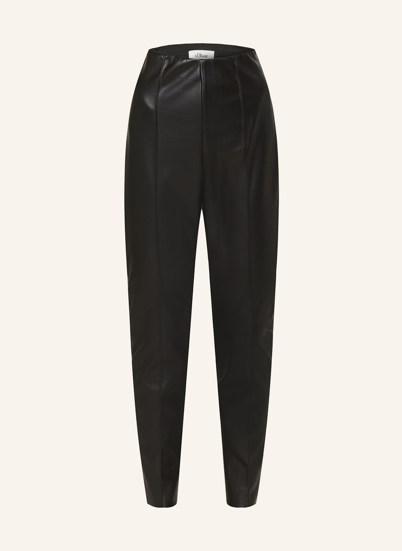 s.Oliver BLACK LABEL Pants in leather look in black