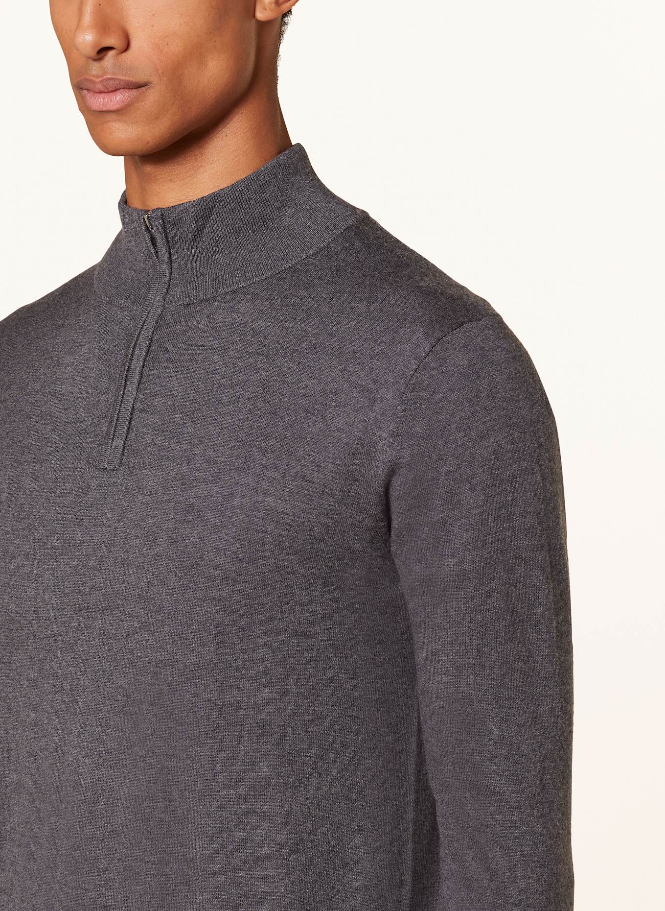 MOS MOSH Gallery Half-zip sweater MMGADAM: DARK GRAY