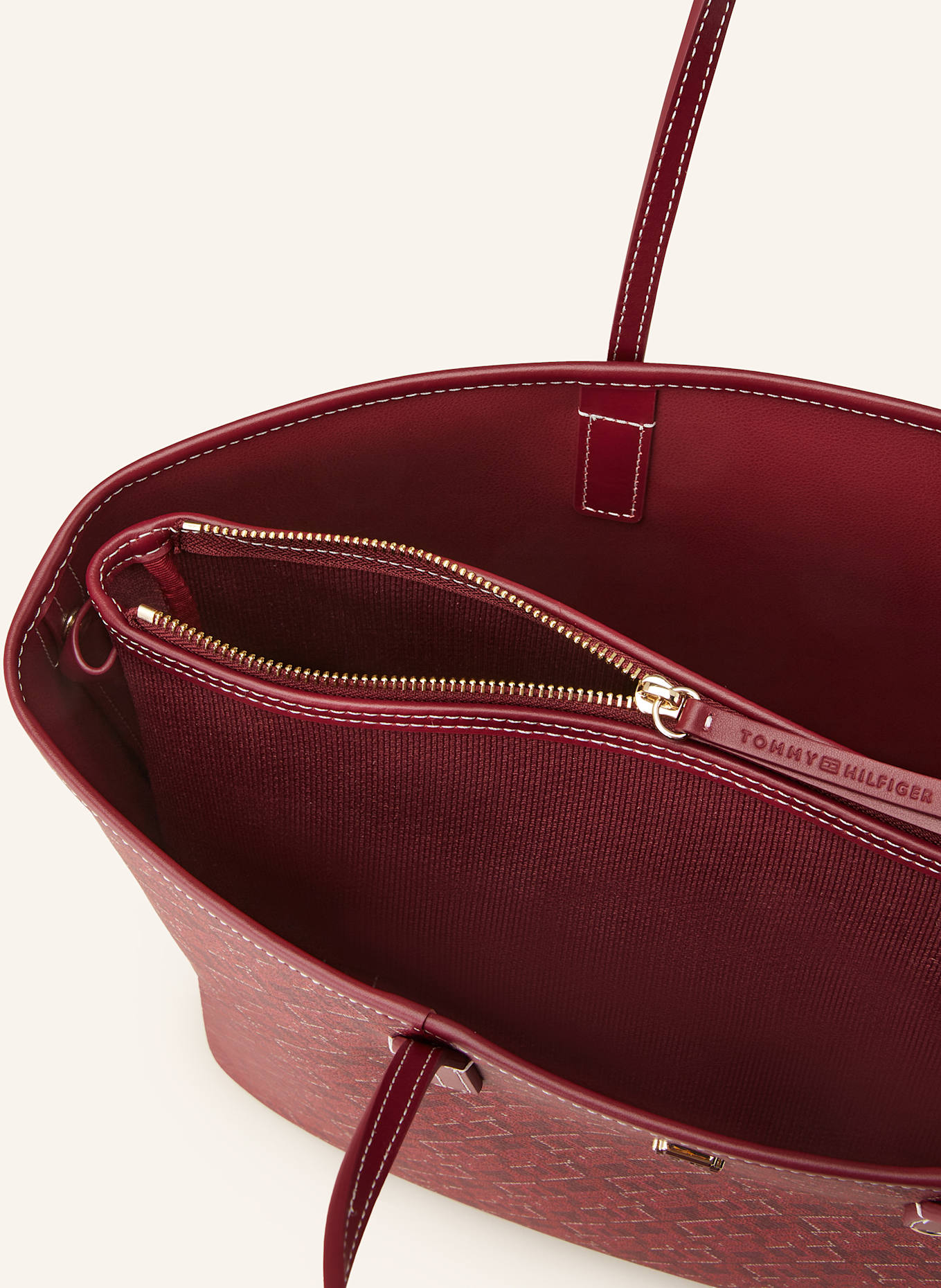 TOMMY HILFIGER Shopper MONOPLAY: ROT / DUNKELROT / ECRU